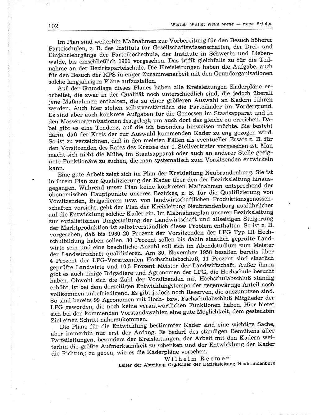 Neuer Weg (NW), Organ des Zentralkomitees (ZK) der SED (Sozialistische Einheitspartei Deutschlands) für Fragen des Parteiaufbaus und des Parteilebens, 14. Jahrgang [Deutsche Demokratische Republik (DDR)] 1959, Seite 102 (NW ZK SED DDR 1959, S. 102)