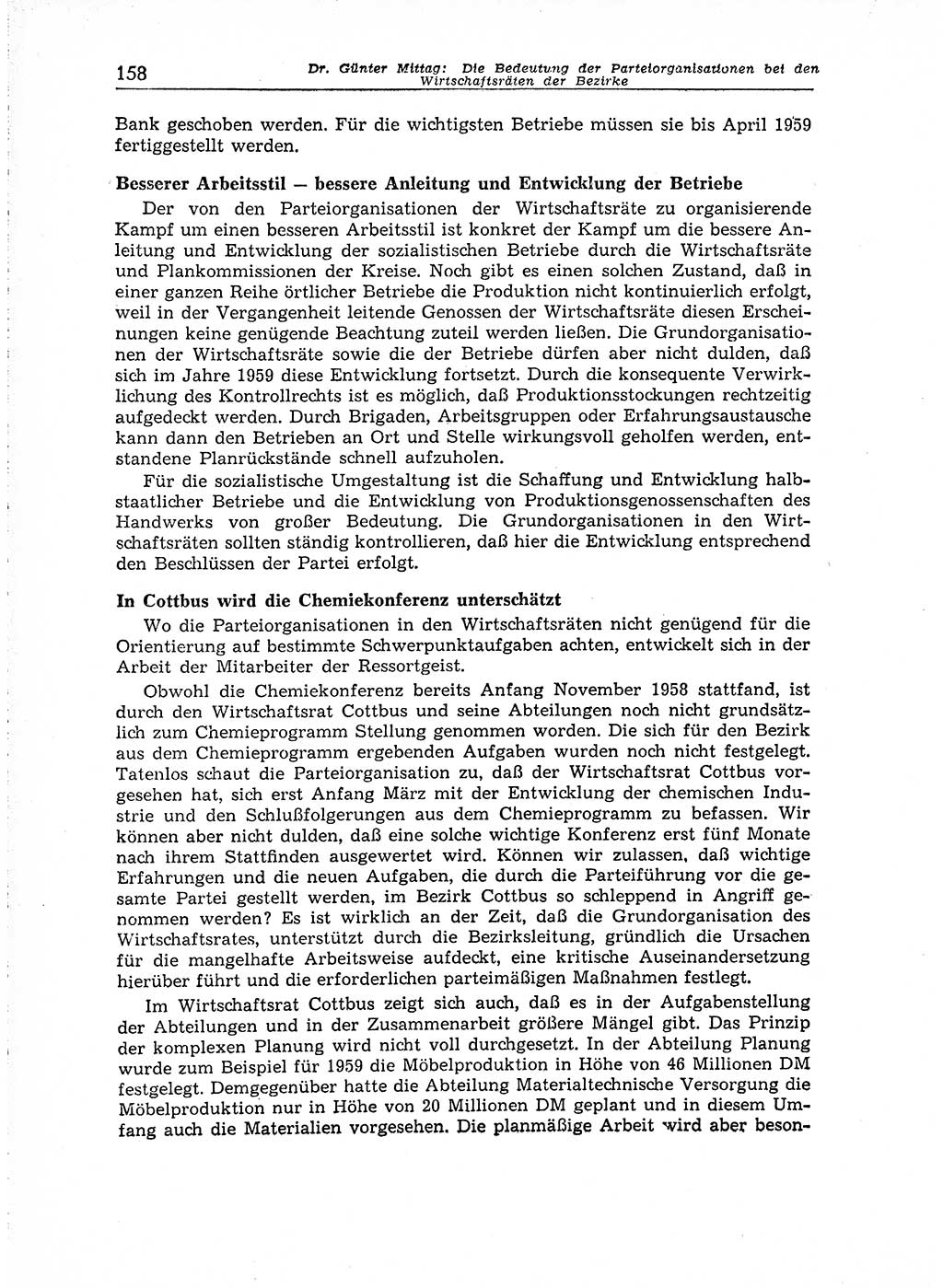 Neuer Weg (NW), Organ des Zentralkomitees (ZK) der SED (Sozialistische Einheitspartei Deutschlands) für Fragen des Parteiaufbaus und des Parteilebens, 14. Jahrgang [Deutsche Demokratische Republik (DDR)] 1959, Seite 158 (NW ZK SED DDR 1959, S. 158)