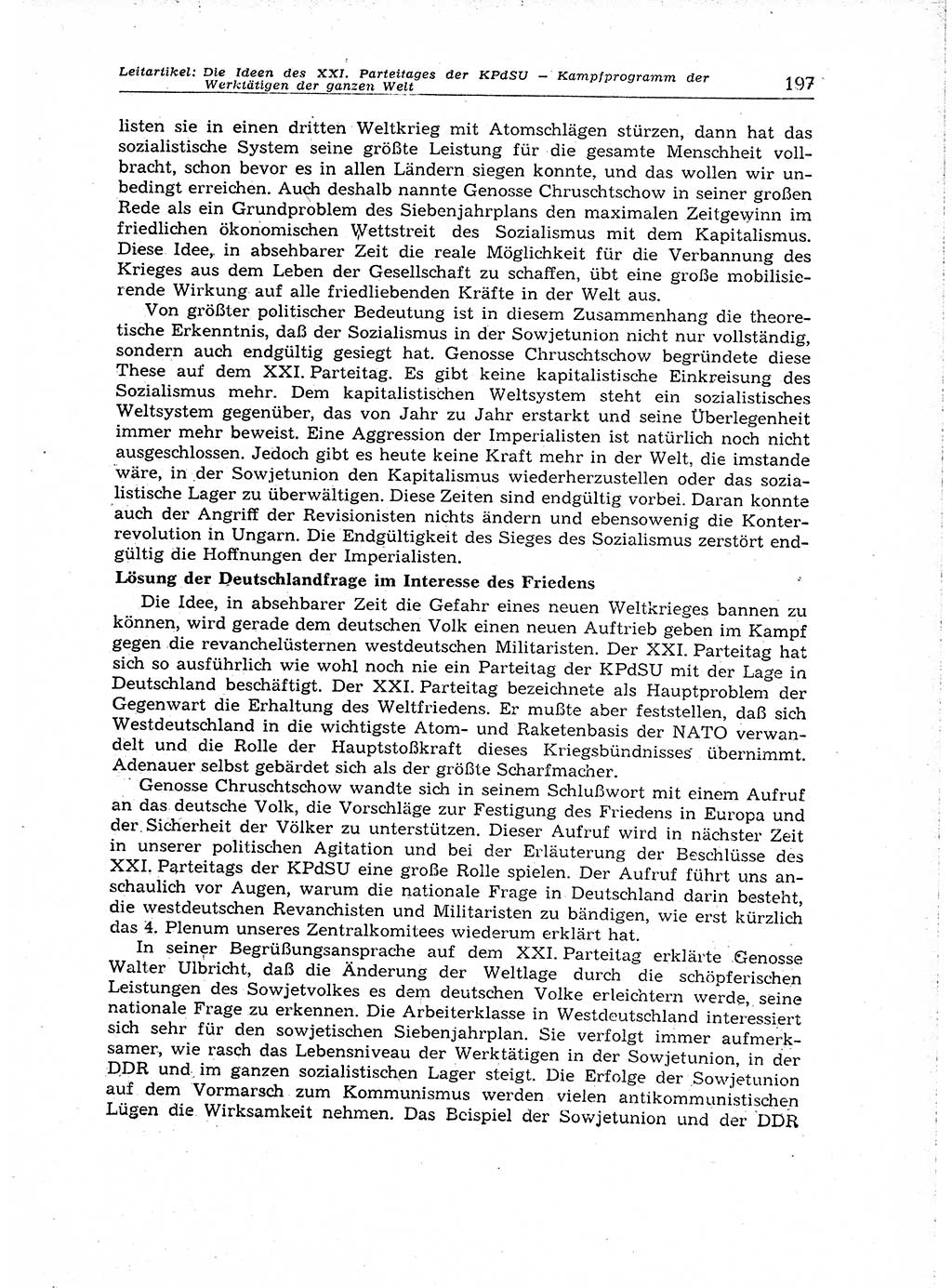 Neuer Weg (NW), Organ des Zentralkomitees (ZK) der SED (Sozialistische Einheitspartei Deutschlands) für Fragen des Parteiaufbaus und des Parteilebens, 14. Jahrgang [Deutsche Demokratische Republik (DDR)] 1959, Seite 197 (NW ZK SED DDR 1959, S. 197)