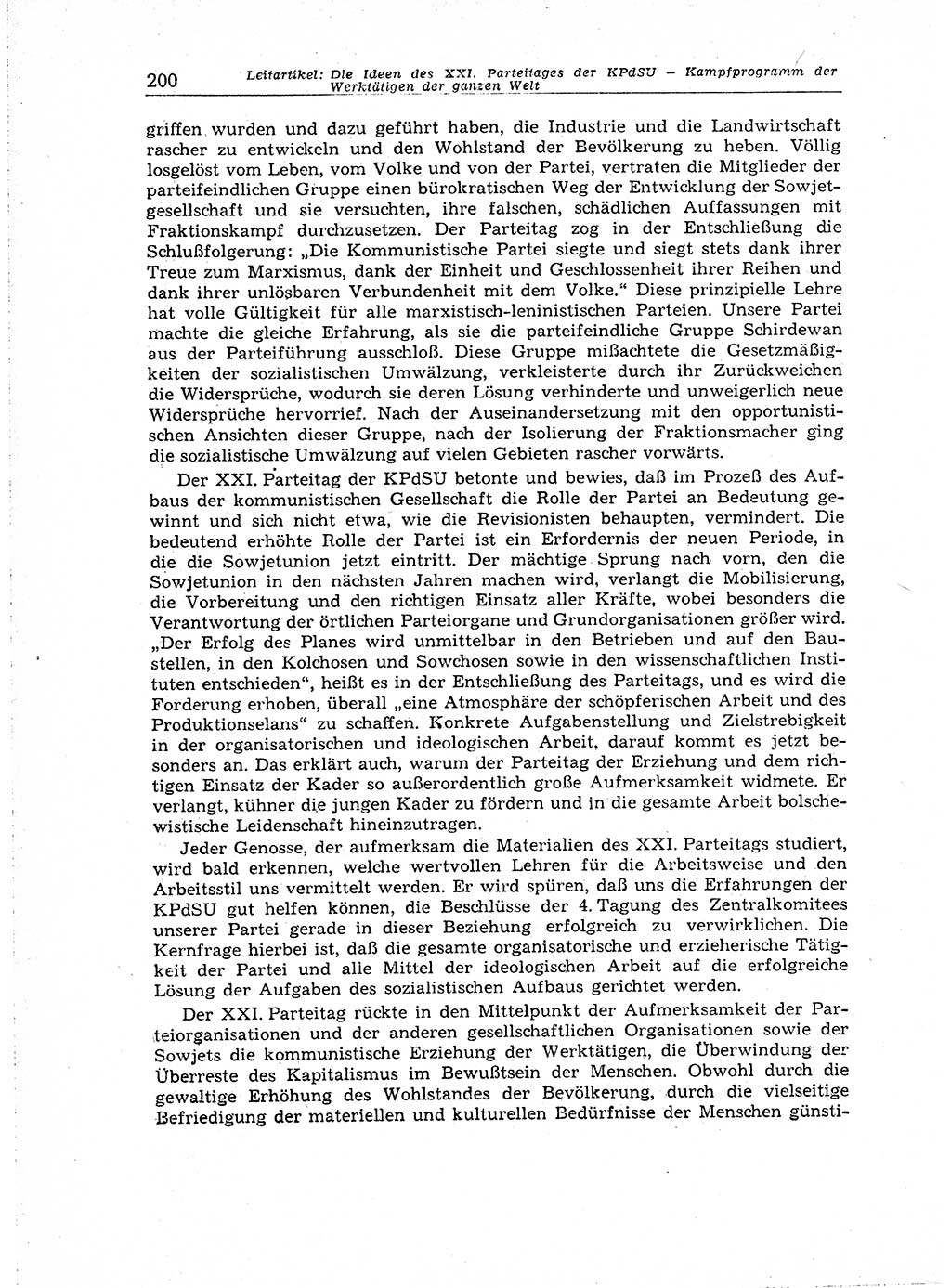 Neuer Weg (NW), Organ des Zentralkomitees (ZK) der SED (Sozialistische Einheitspartei Deutschlands) für Fragen des Parteiaufbaus und des Parteilebens, 14. Jahrgang [Deutsche Demokratische Republik (DDR)] 1959, Seite 200 (NW ZK SED DDR 1959, S. 200)