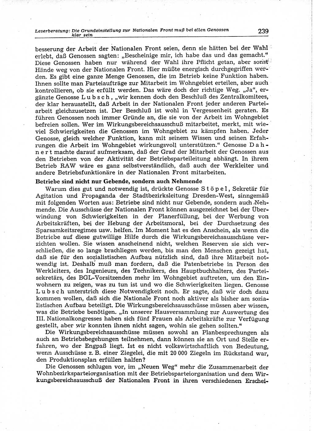 Neuer Weg (NW), Organ des Zentralkomitees (ZK) der SED (Sozialistische Einheitspartei Deutschlands) für Fragen des Parteiaufbaus und des Parteilebens, 14. Jahrgang [Deutsche Demokratische Republik (DDR)] 1959, Seite 239 (NW ZK SED DDR 1959, S. 239)