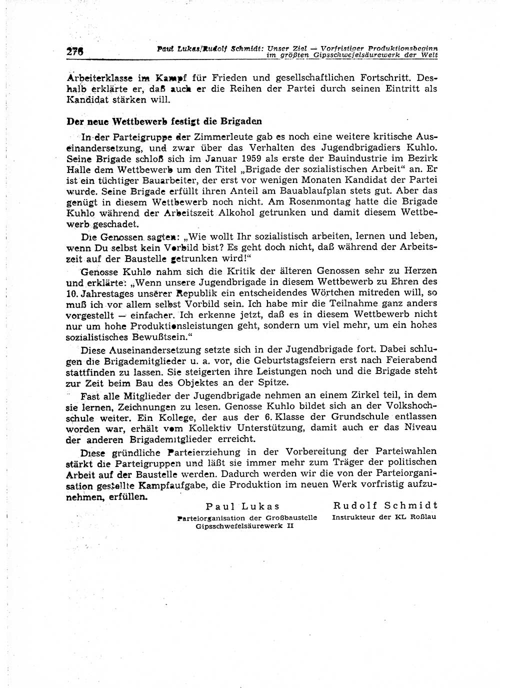 Neuer Weg (NW), Organ des Zentralkomitees (ZK) der SED (Sozialistische Einheitspartei Deutschlands) für Fragen des Parteiaufbaus und des Parteilebens, 14. Jahrgang [Deutsche Demokratische Republik (DDR)] 1959, Seite 276 (NW ZK SED DDR 1959, S. 276)