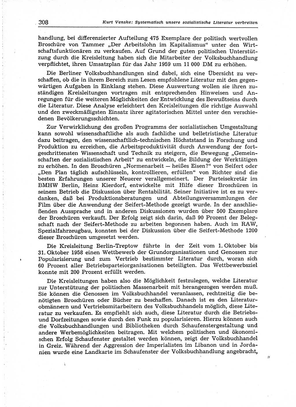 Neuer Weg (NW), Organ des Zentralkomitees (ZK) der SED (Sozialistische Einheitspartei Deutschlands) für Fragen des Parteiaufbaus und des Parteilebens, 14. Jahrgang [Deutsche Demokratische Republik (DDR)] 1959, Seite 308 (NW ZK SED DDR 1959, S. 308)