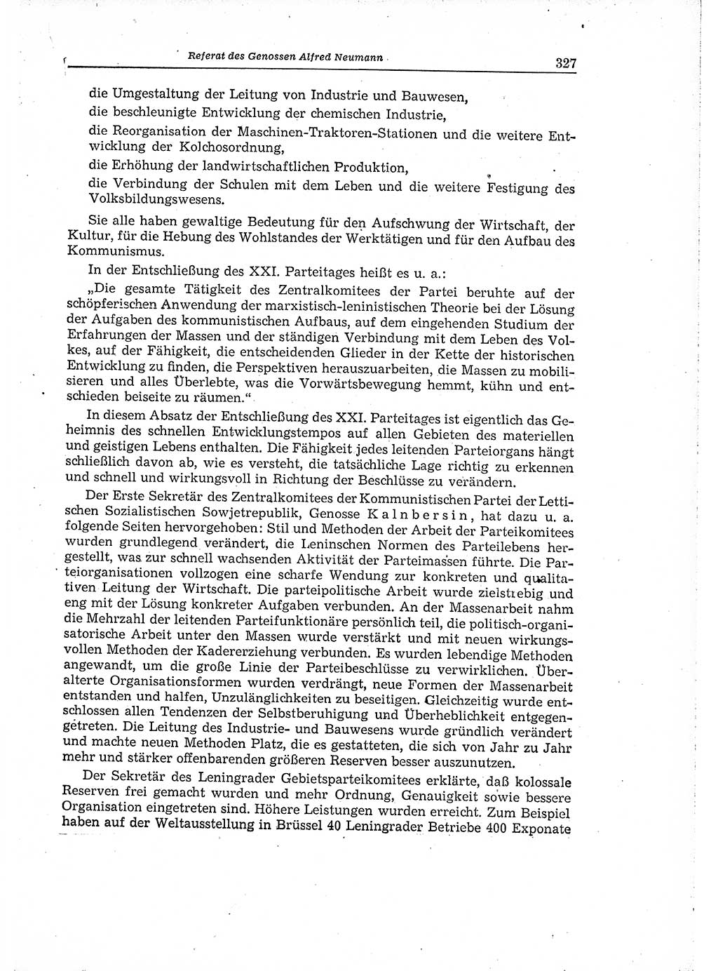 Neuer Weg (NW), Organ des Zentralkomitees (ZK) der SED (Sozialistische Einheitspartei Deutschlands) für Fragen des Parteiaufbaus und des Parteilebens, 14. Jahrgang [Deutsche Demokratische Republik (DDR)] 1959, Seite 327 (NW ZK SED DDR 1959, S. 327)