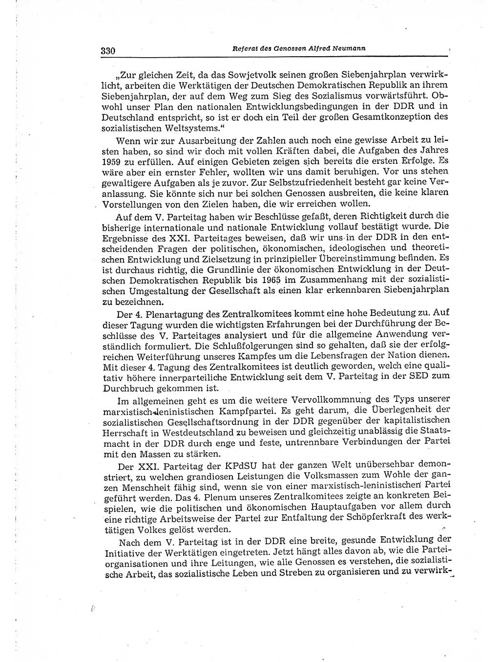 Neuer Weg (NW), Organ des Zentralkomitees (ZK) der SED (Sozialistische Einheitspartei Deutschlands) für Fragen des Parteiaufbaus und des Parteilebens, 14. Jahrgang [Deutsche Demokratische Republik (DDR)] 1959, Seite 330 (NW ZK SED DDR 1959, S. 330)