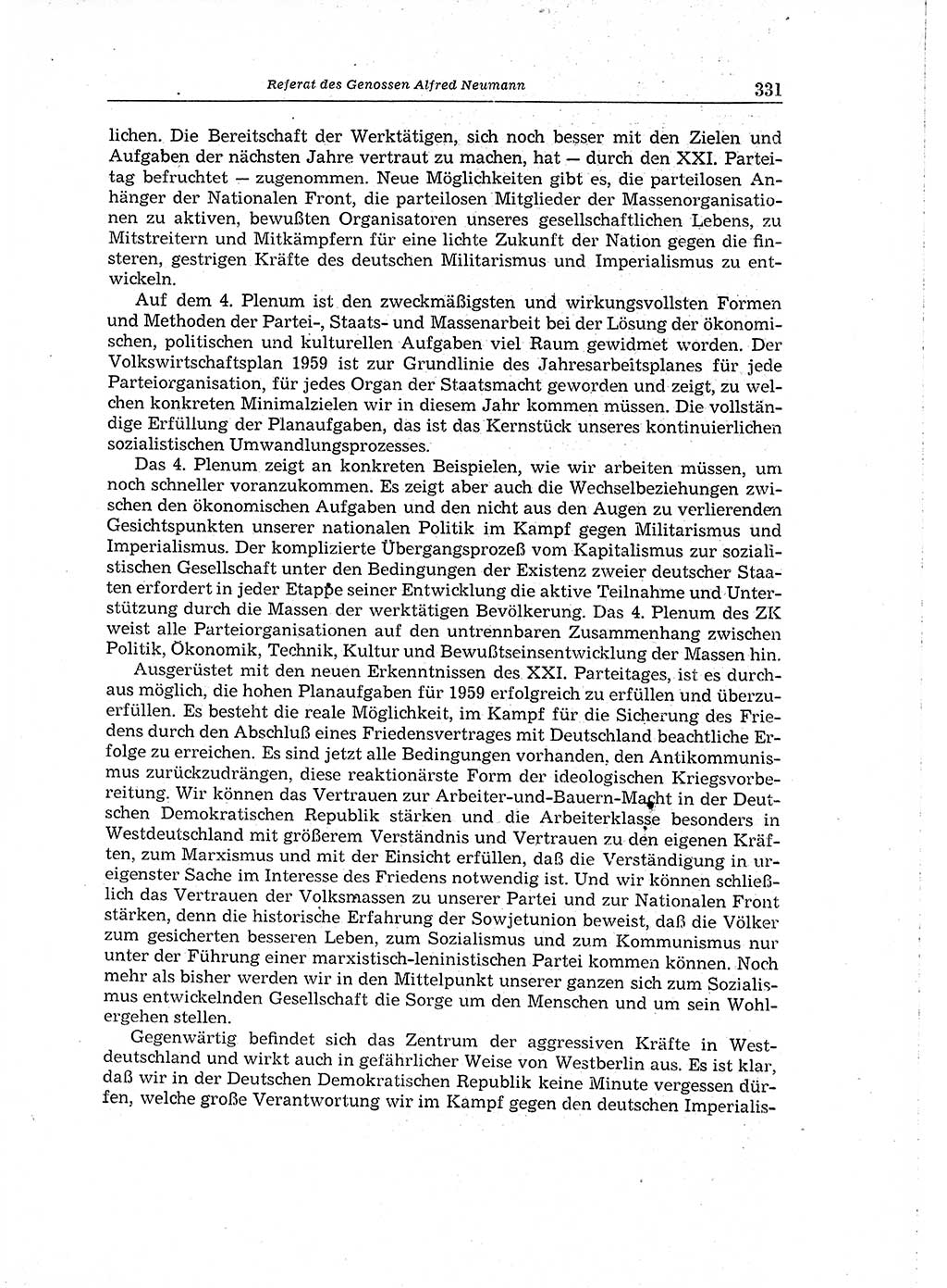 Neuer Weg (NW), Organ des Zentralkomitees (ZK) der SED (Sozialistische Einheitspartei Deutschlands) für Fragen des Parteiaufbaus und des Parteilebens, 14. Jahrgang [Deutsche Demokratische Republik (DDR)] 1959, Seite 331 (NW ZK SED DDR 1959, S. 331)