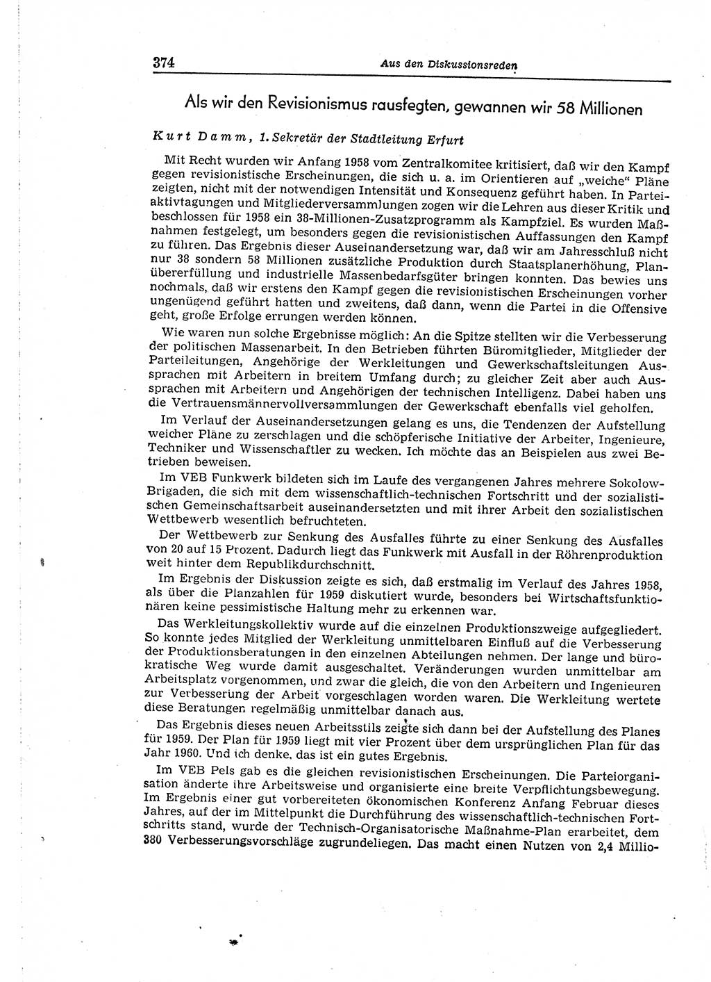 Neuer Weg (NW), Organ des Zentralkomitees (ZK) der SED (Sozialistische Einheitspartei Deutschlands) für Fragen des Parteiaufbaus und des Parteilebens, 14. Jahrgang [Deutsche Demokratische Republik (DDR)] 1959, Seite 374 (NW ZK SED DDR 1959, S. 374)