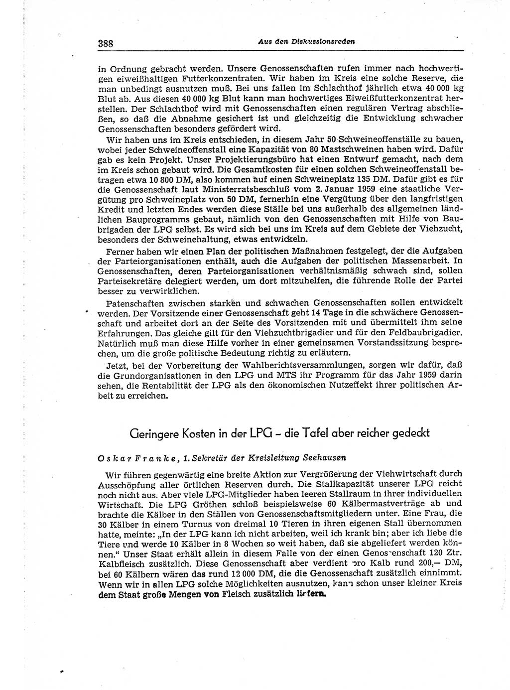 Neuer Weg (NW), Organ des Zentralkomitees (ZK) der SED (Sozialistische Einheitspartei Deutschlands) für Fragen des Parteiaufbaus und des Parteilebens, 14. Jahrgang [Deutsche Demokratische Republik (DDR)] 1959, Seite 388 (NW ZK SED DDR 1959, S. 388)