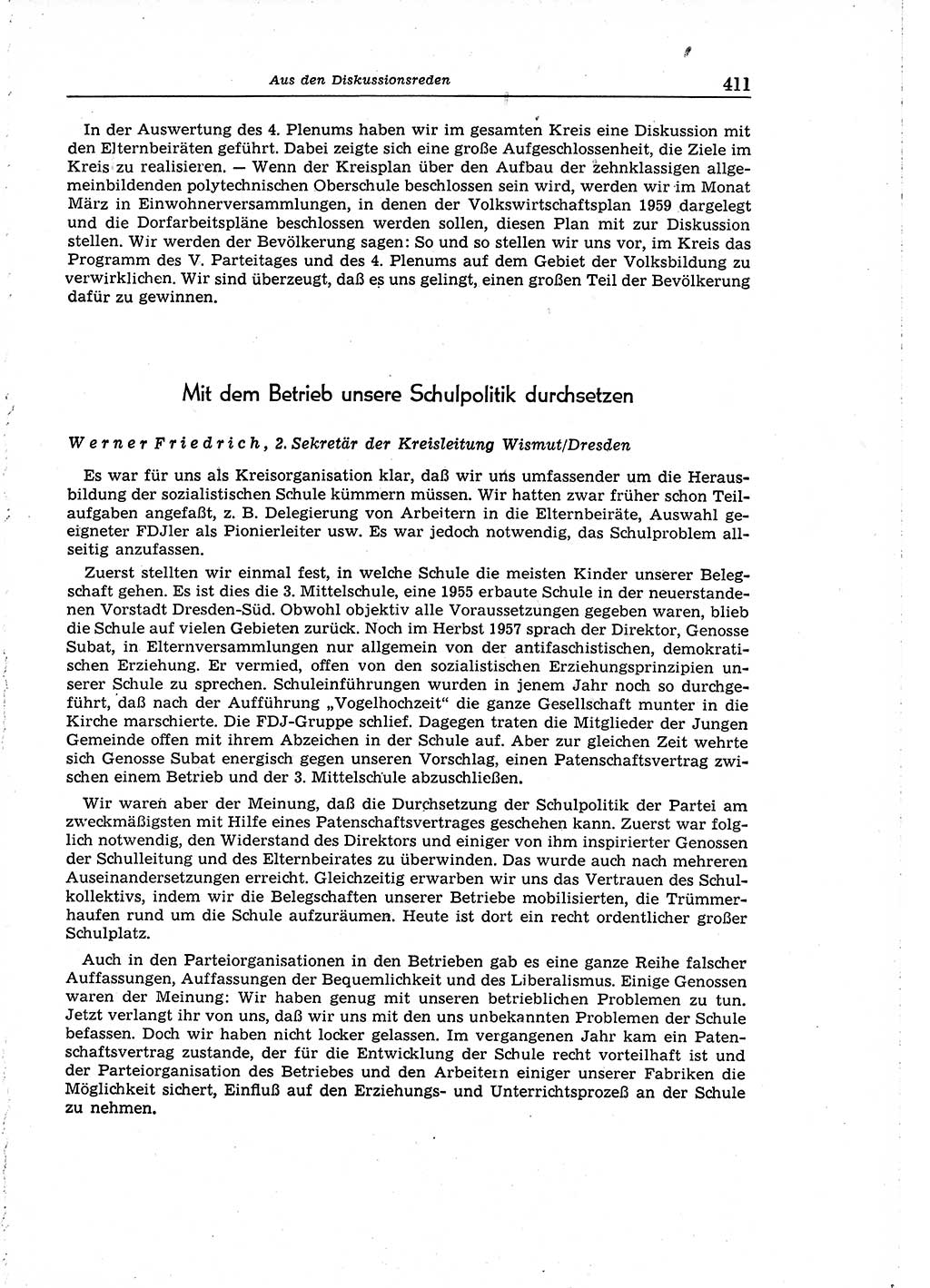 Neuer Weg (NW), Organ des Zentralkomitees (ZK) der SED (Sozialistische Einheitspartei Deutschlands) fÃ¼r Fragen des Parteiaufbaus und des Parteilebens, 14. Jahrgang [Deutsche Demokratische Republik (DDR)] 1959, Seite 411 (NW ZK SED DDR 1959, S. 411)