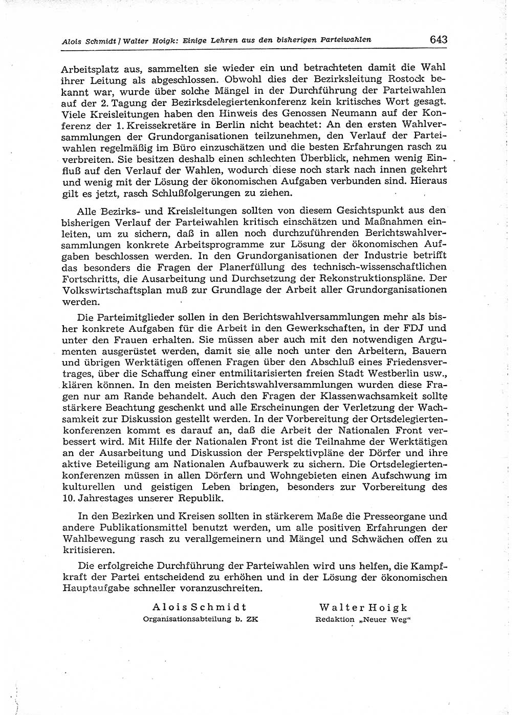 Neuer Weg (NW), Organ des Zentralkomitees (ZK) der SED (Sozialistische Einheitspartei Deutschlands) für Fragen des Parteiaufbaus und des Parteilebens, 14. Jahrgang [Deutsche Demokratische Republik (DDR)] 1959, Seite 643 (NW ZK SED DDR 1959, S. 643)