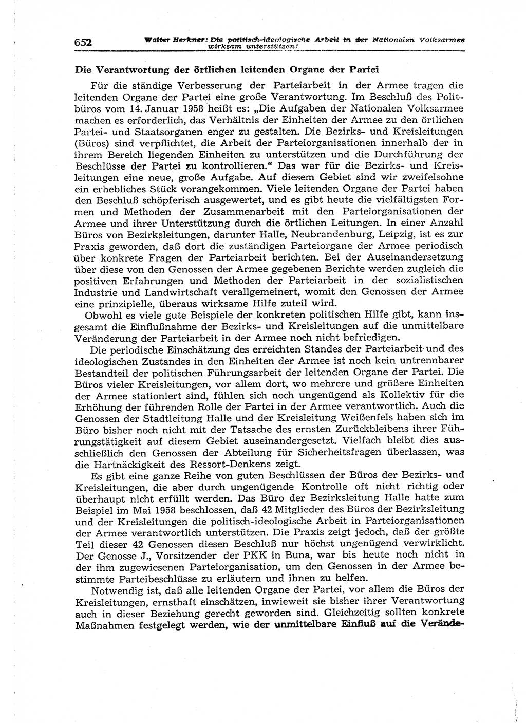 Neuer Weg (NW), Organ des Zentralkomitees (ZK) der SED (Sozialistische Einheitspartei Deutschlands) für Fragen des Parteiaufbaus und des Parteilebens, 14. Jahrgang [Deutsche Demokratische Republik (DDR)] 1959, Seite 652 (NW ZK SED DDR 1959, S. 652)
