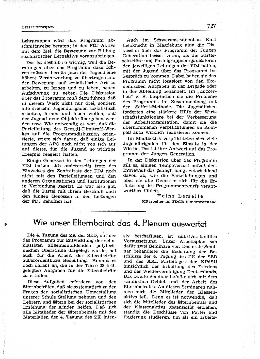 Neuer Weg (NW), Organ des Zentralkomitees (ZK) der SED (Sozialistische Einheitspartei Deutschlands) für Fragen des Parteiaufbaus und des Parteilebens, 14. Jahrgang [Deutsche Demokratische Republik (DDR)] 1959, Seite 727 (NW ZK SED DDR 1959, S. 727)