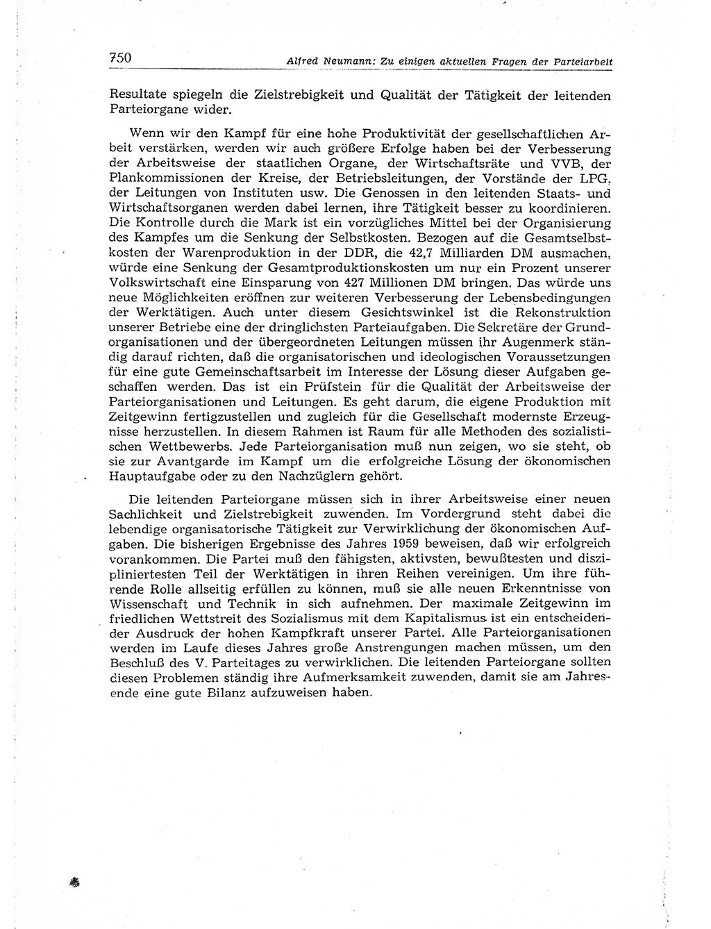 Neuer Weg (NW), Organ des Zentralkomitees (ZK) der SED (Sozialistische Einheitspartei Deutschlands) für Fragen des Parteiaufbaus und des Parteilebens, 14. Jahrgang [Deutsche Demokratische Republik (DDR)] 1959, Seite 750 (NW ZK SED DDR 1959, S. 750)
