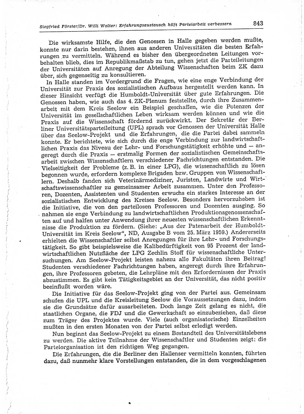 Neuer Weg (NW), Organ des Zentralkomitees (ZK) der SED (Sozialistische Einheitspartei Deutschlands) für Fragen des Parteiaufbaus und des Parteilebens, 14. Jahrgang [Deutsche Demokratische Republik (DDR)] 1959, Seite 843 (NW ZK SED DDR 1959, S. 843)