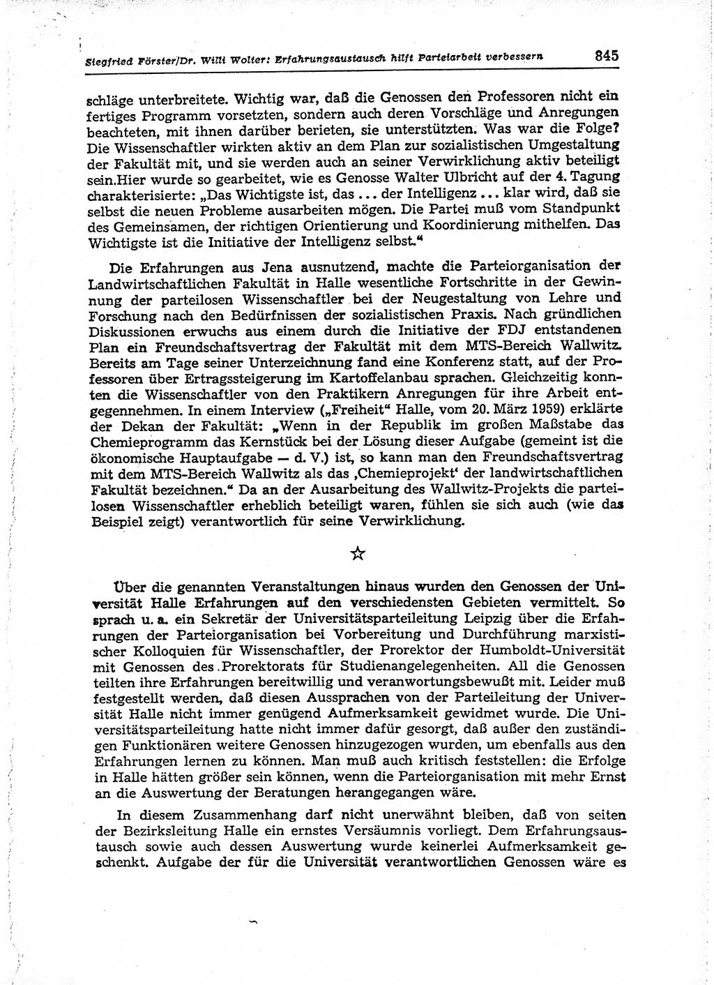 Neuer Weg (NW), Organ des Zentralkomitees (ZK) der SED (Sozialistische Einheitspartei Deutschlands) für Fragen des Parteiaufbaus und des Parteilebens, 14. Jahrgang [Deutsche Demokratische Republik (DDR)] 1959, Seite 845 (NW ZK SED DDR 1959, S. 845)