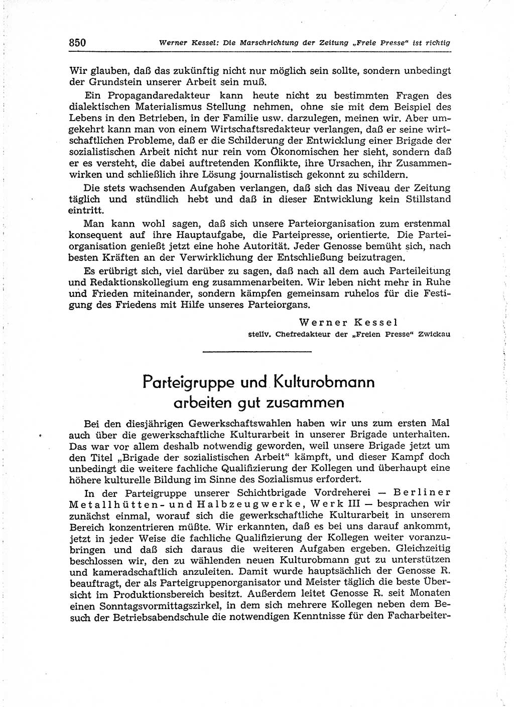 Neuer Weg (NW), Organ des Zentralkomitees (ZK) der SED (Sozialistische Einheitspartei Deutschlands) für Fragen des Parteiaufbaus und des Parteilebens, 14. Jahrgang [Deutsche Demokratische Republik (DDR)] 1959, Seite 850 (NW ZK SED DDR 1959, S. 850)