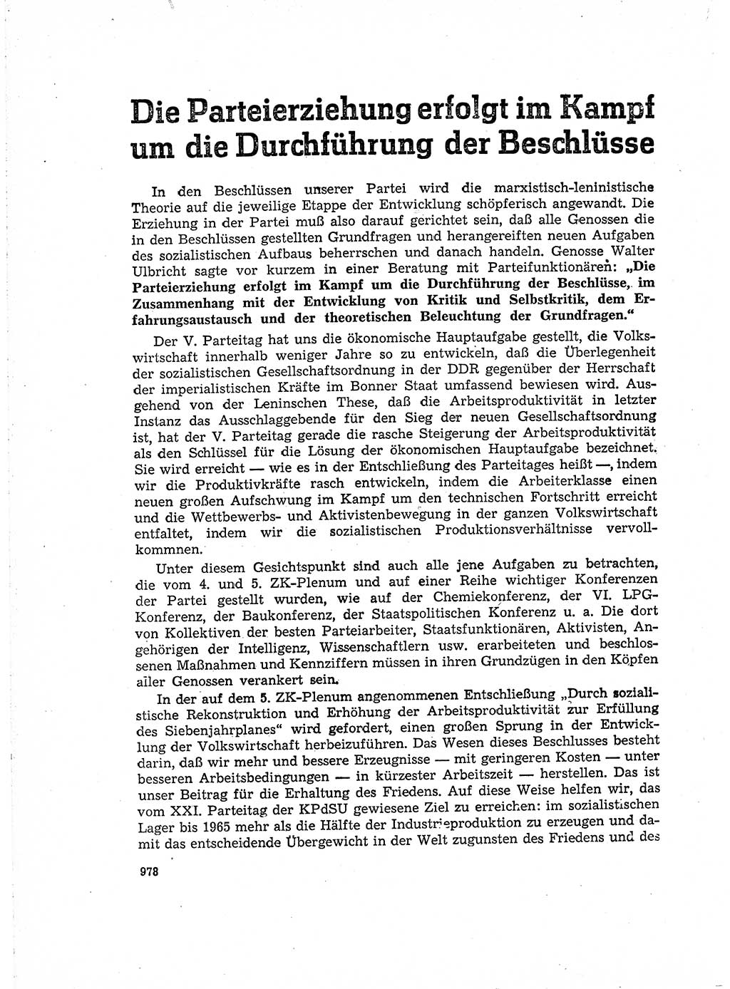 Neuer Weg (NW), Organ des Zentralkomitees (ZK) der SED (Sozialistische Einheitspartei Deutschlands) für Fragen des Parteiaufbaus und des Parteilebens, 14. Jahrgang [Deutsche Demokratische Republik (DDR)] 1959, Seite 978 (NW ZK SED DDR 1959, S. 978)