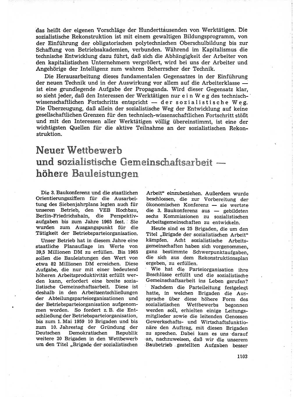 Neuer Weg (NW), Organ des Zentralkomitees (ZK) der SED (Sozialistische Einheitspartei Deutschlands) für Fragen des Parteiaufbaus und des Parteilebens, 14. Jahrgang [Deutsche Demokratische Republik (DDR)] 1959, Seite 1103 (NW ZK SED DDR 1959, S. 1103)