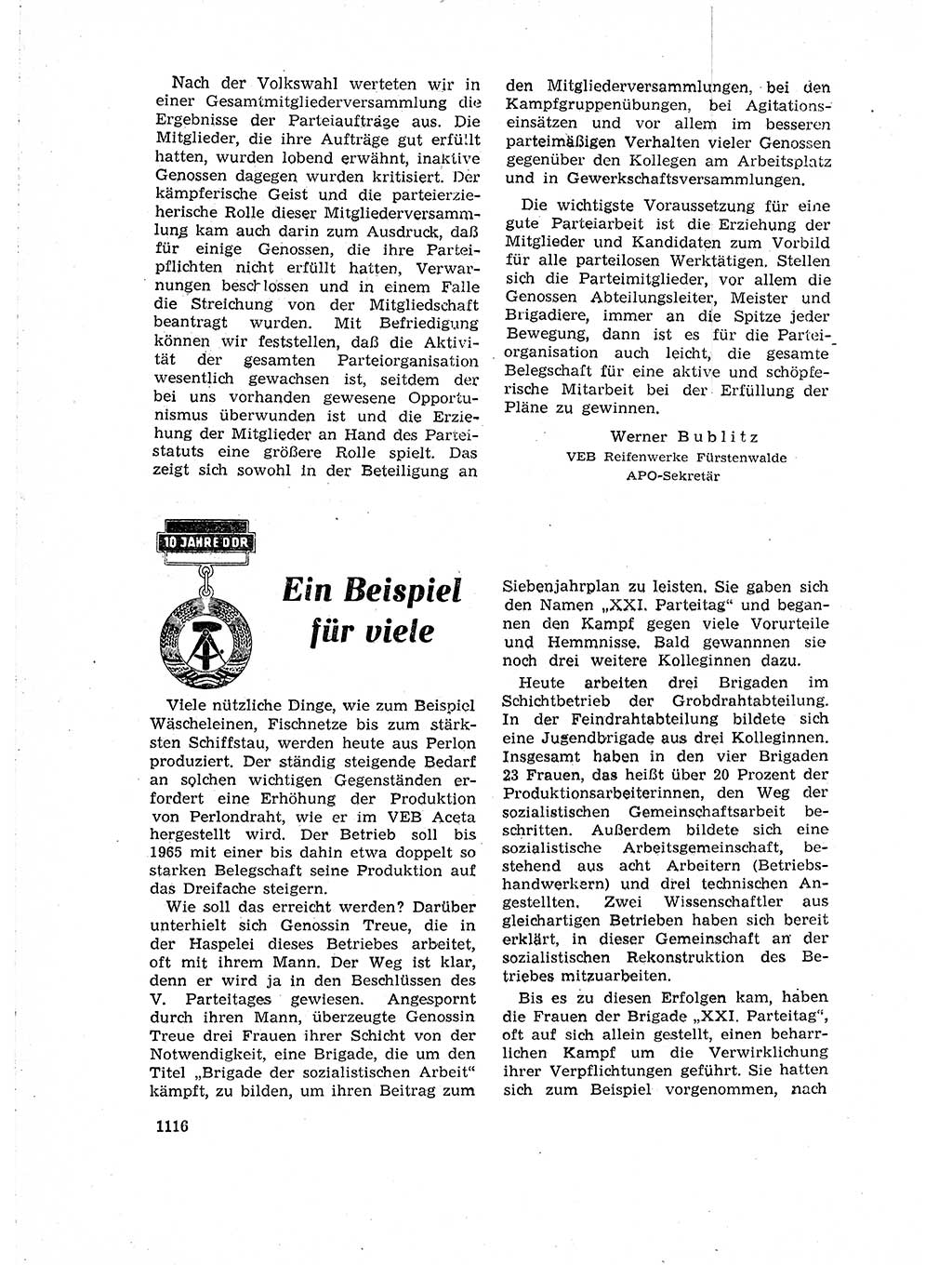 Neuer Weg (NW), Organ des Zentralkomitees (ZK) der SED (Sozialistische Einheitspartei Deutschlands) für Fragen des Parteiaufbaus und des Parteilebens, 14. Jahrgang [Deutsche Demokratische Republik (DDR)] 1959, Seite 1116 (NW ZK SED DDR 1959, S. 1116)