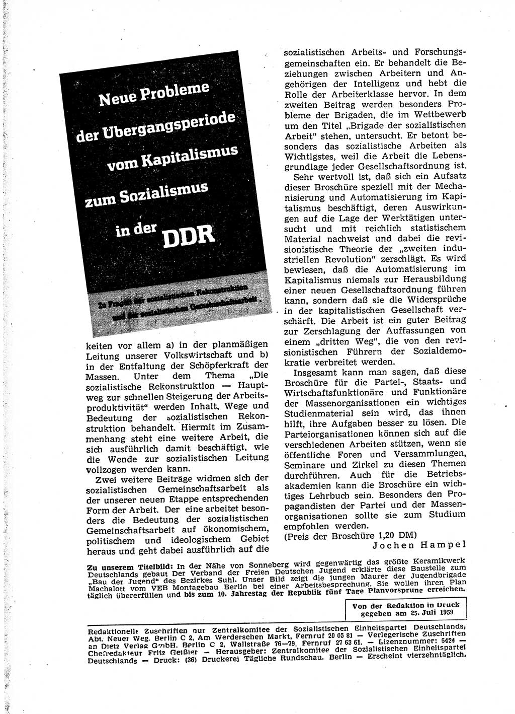 Neuer Weg (NW), Organ des Zentralkomitees (ZK) der SED (Sozialistische Einheitspartei Deutschlands) für Fragen des Parteiaufbaus und des Parteilebens, 14. Jahrgang [Deutsche Demokratische Republik (DDR)] 1959, Seite 1144 (NW ZK SED DDR 1959, S. 1144)