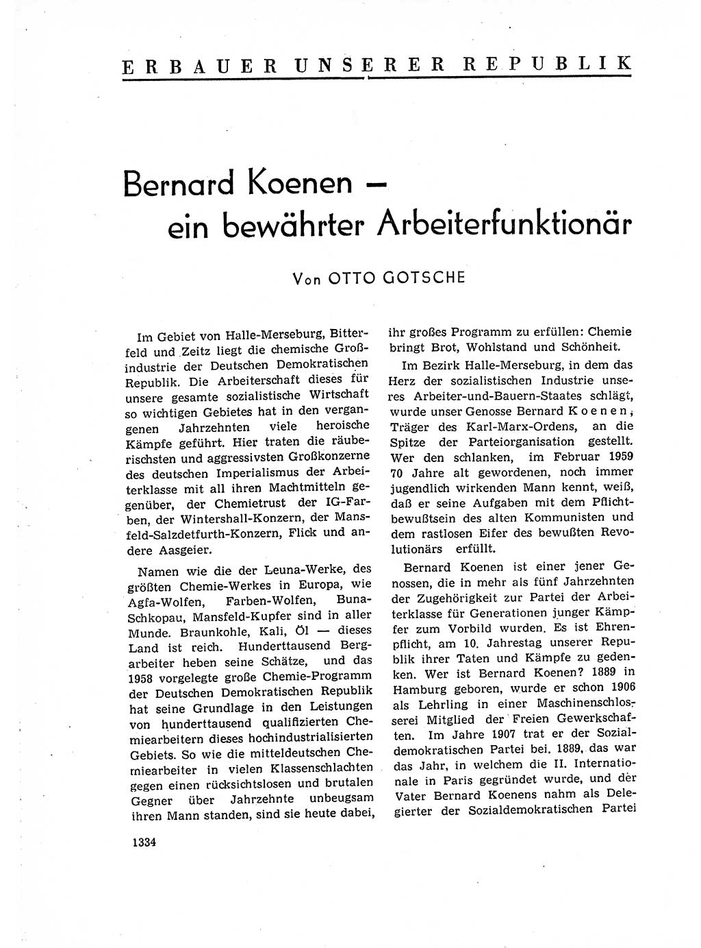 Neuer Weg (NW), Organ des Zentralkomitees (ZK) der SED (Sozialistische Einheitspartei Deutschlands) für Fragen des Parteiaufbaus und des Parteilebens, 14. Jahrgang [Deutsche Demokratische Republik (DDR)] 1959, Seite 1334 (NW ZK SED DDR 1959, S. 1334)