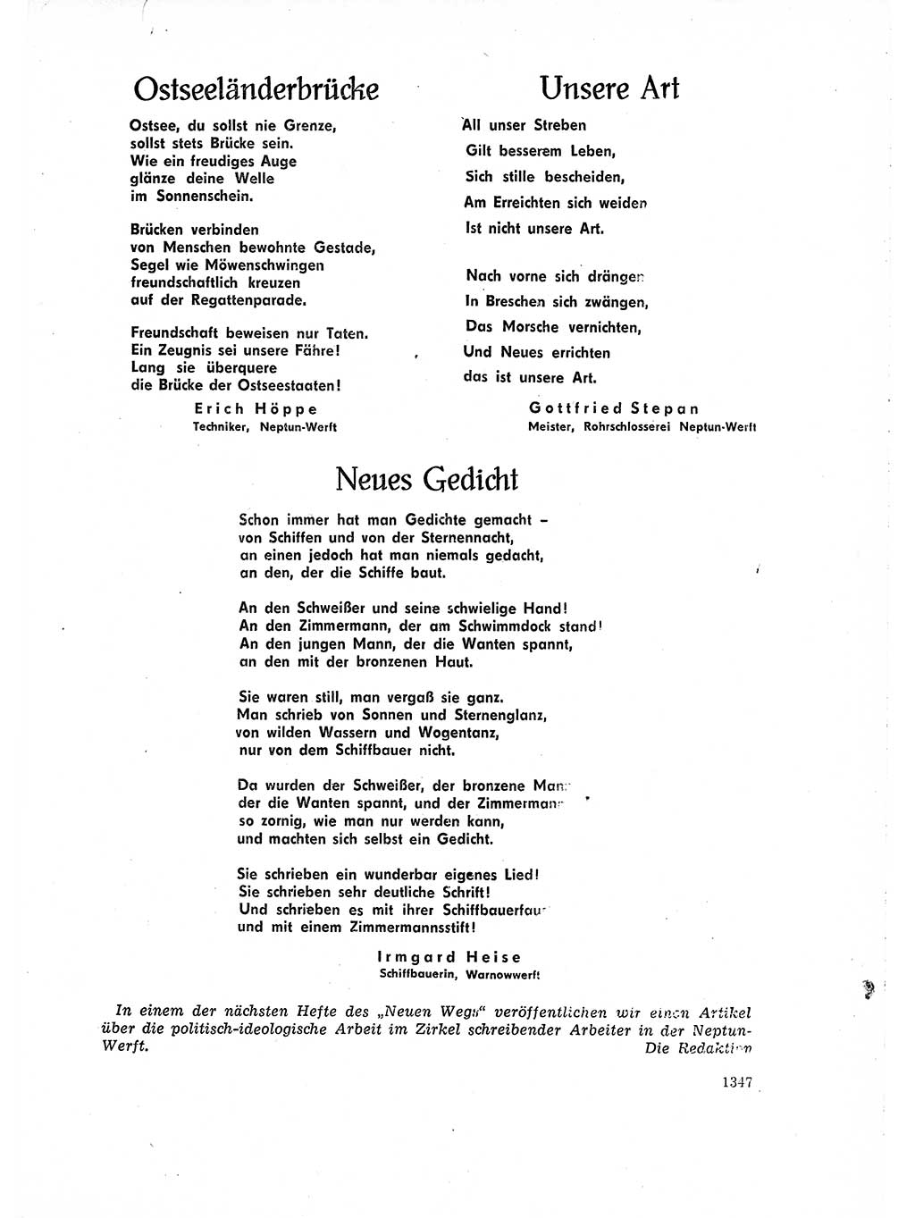 Neuer Weg (NW), Organ des Zentralkomitees (ZK) der SED (Sozialistische Einheitspartei Deutschlands) für Fragen des Parteiaufbaus und des Parteilebens, 14. Jahrgang [Deutsche Demokratische Republik (DDR)] 1959, Seite 1347 (NW ZK SED DDR 1959, S. 1347)