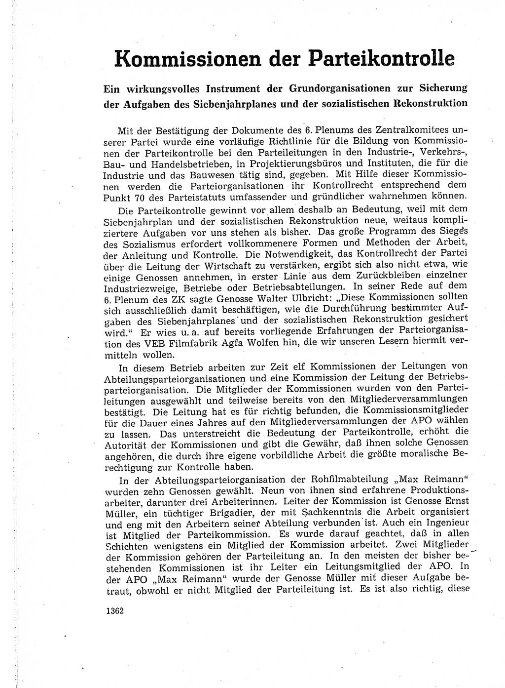 Neuer Weg (NW), Organ des Zentralkomitees (ZK) der SED (Sozialistische Einheitspartei Deutschlands) für Fragen des Parteiaufbaus und des Parteilebens, 14. Jahrgang [Deutsche Demokratische Republik (DDR)] 1959, Seite 1362 (NW ZK SED DDR 1959, S. 1362)