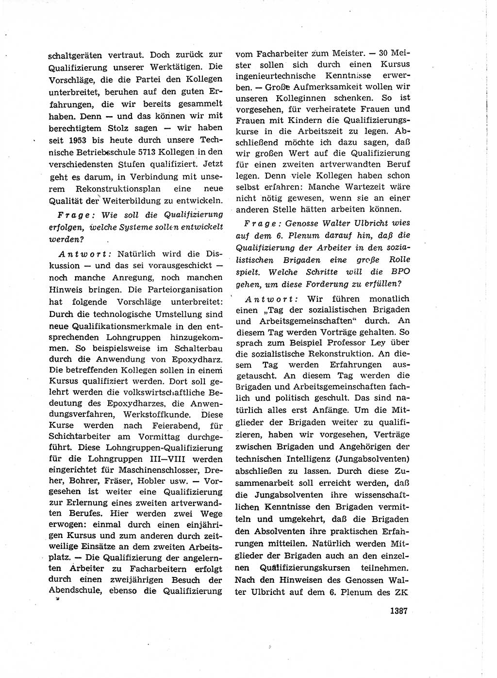 Neuer Weg (NW), Organ des Zentralkomitees (ZK) der SED (Sozialistische Einheitspartei Deutschlands) für Fragen des Parteiaufbaus und des Parteilebens, 14. Jahrgang [Deutsche Demokratische Republik (DDR)] 1959, Seite 1387 (NW ZK SED DDR 1959, S. 1387)