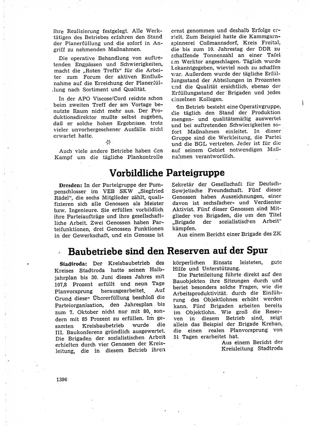 Neuer Weg (NW), Organ des Zentralkomitees (ZK) der SED (Sozialistische Einheitspartei Deutschlands) für Fragen des Parteiaufbaus und des Parteilebens, 14. Jahrgang [Deutsche Demokratische Republik (DDR)] 1959, Seite 1396 (NW ZK SED DDR 1959, S. 1396)