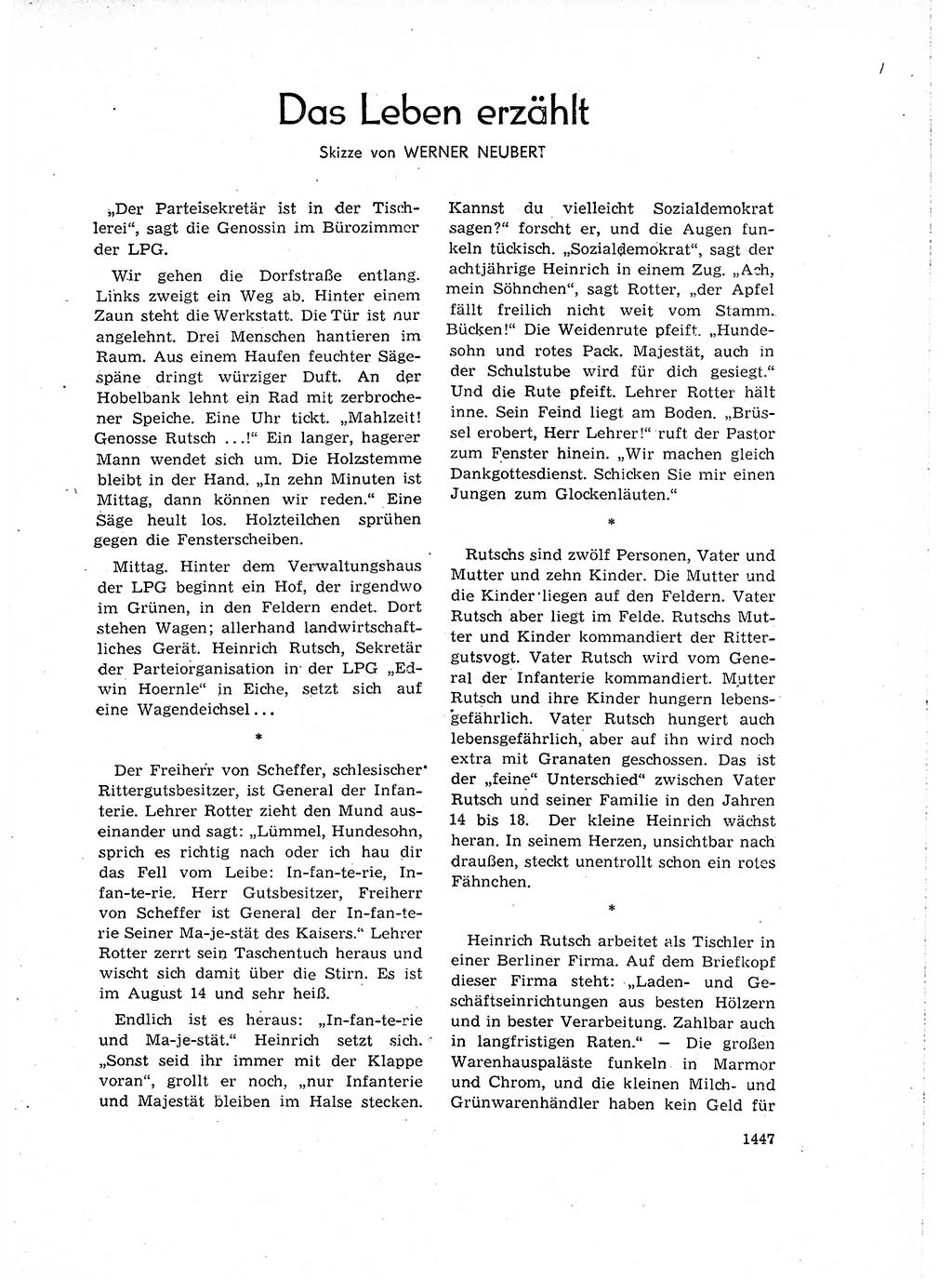 Neuer Weg (NW), Organ des Zentralkomitees (ZK) der SED (Sozialistische Einheitspartei Deutschlands) für Fragen des Parteiaufbaus und des Parteilebens, 14. Jahrgang [Deutsche Demokratische Republik (DDR)] 1959, Seite 1447 (NW ZK SED DDR 1959, S. 1447)