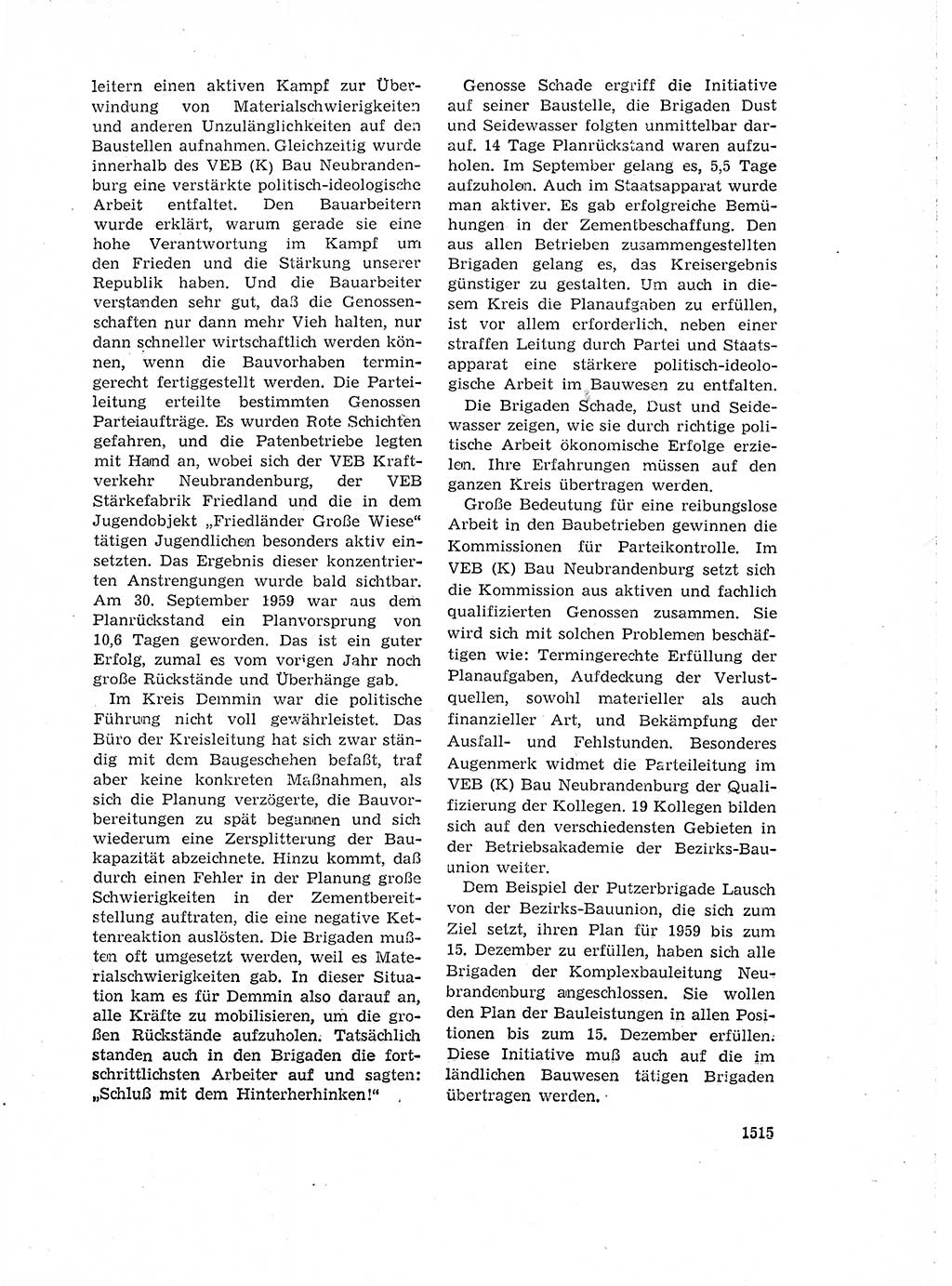 Neuer Weg (NW), Organ des Zentralkomitees (ZK) der SED (Sozialistische Einheitspartei Deutschlands) für Fragen des Parteiaufbaus und des Parteilebens, 14. Jahrgang [Deutsche Demokratische Republik (DDR)] 1959, Seite 1515 (NW ZK SED DDR 1959, S. 1515)