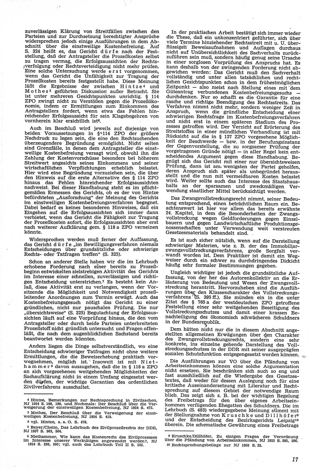 Neue Justiz (NJ), Zeitschrift für Recht und Rechtswissenschaft [Deutsche Demokratische Republik (DDR)], 13. Jahrgang 1959, Seite 17 (NJ DDR 1959, S. 17)