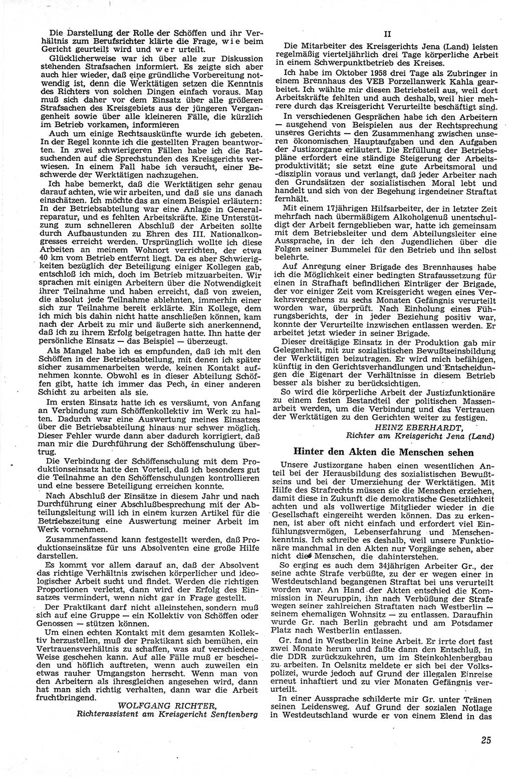 Neue Justiz (NJ), Zeitschrift für Recht und Rechtswissenschaft [Deutsche Demokratische Republik (DDR)], 13. Jahrgang 1959, Seite 25 (NJ DDR 1959, S. 25)