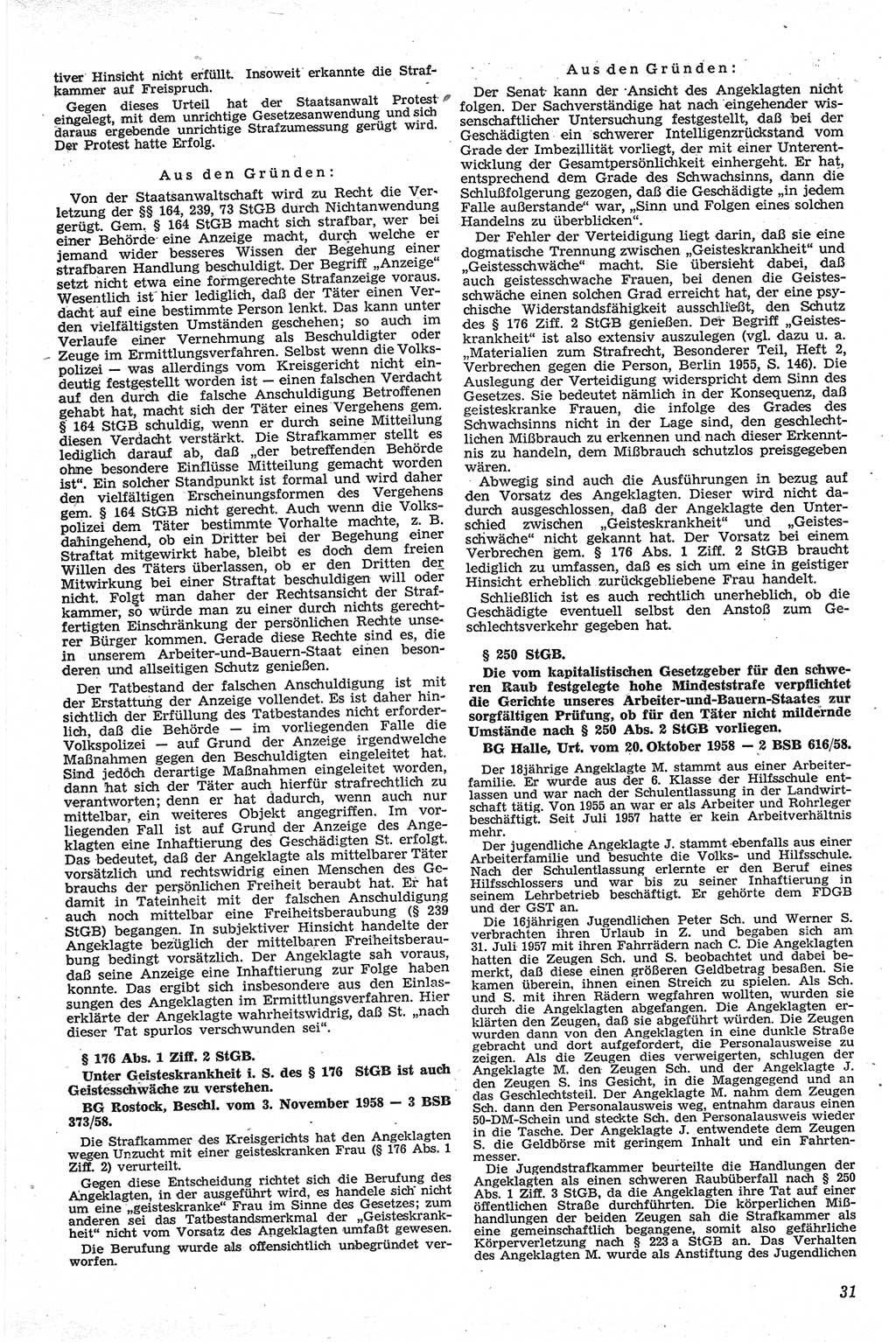 Neue Justiz (NJ), Zeitschrift für Recht und Rechtswissenschaft [Deutsche Demokratische Republik (DDR)], 13. Jahrgang 1959, Seite 31 (NJ DDR 1959, S. 31)