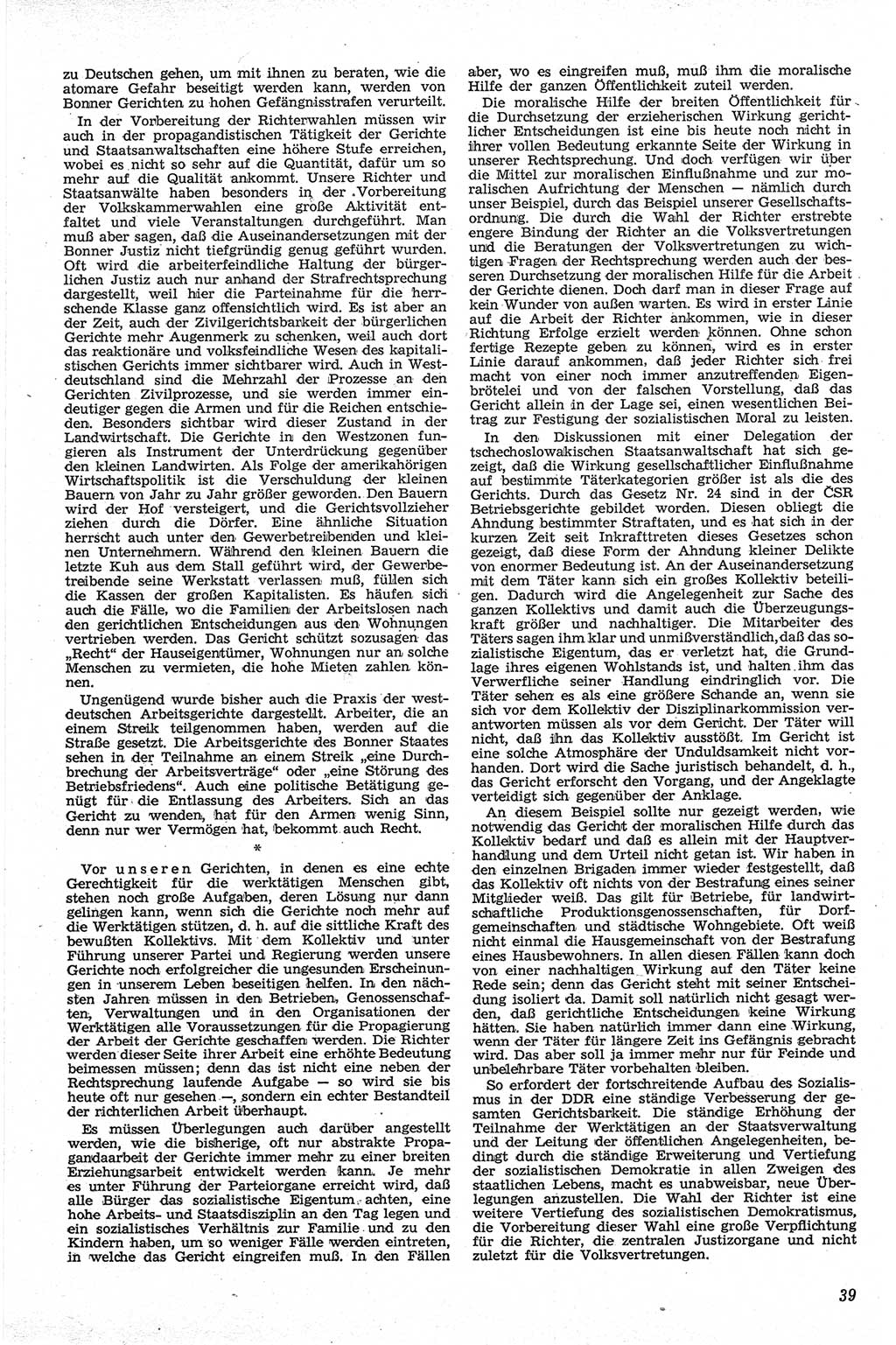 Neue Justiz (NJ), Zeitschrift für Recht und Rechtswissenschaft [Deutsche Demokratische Republik (DDR)], 13. Jahrgang 1959, Seite 39 (NJ DDR 1959, S. 39)