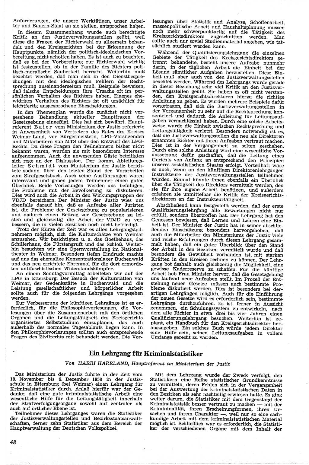 Neue Justiz (NJ), Zeitschrift für Recht und Rechtswissenschaft [Deutsche Demokratische Republik (DDR)], 13. Jahrgang 1959, Seite 48 (NJ DDR 1959, S. 48)