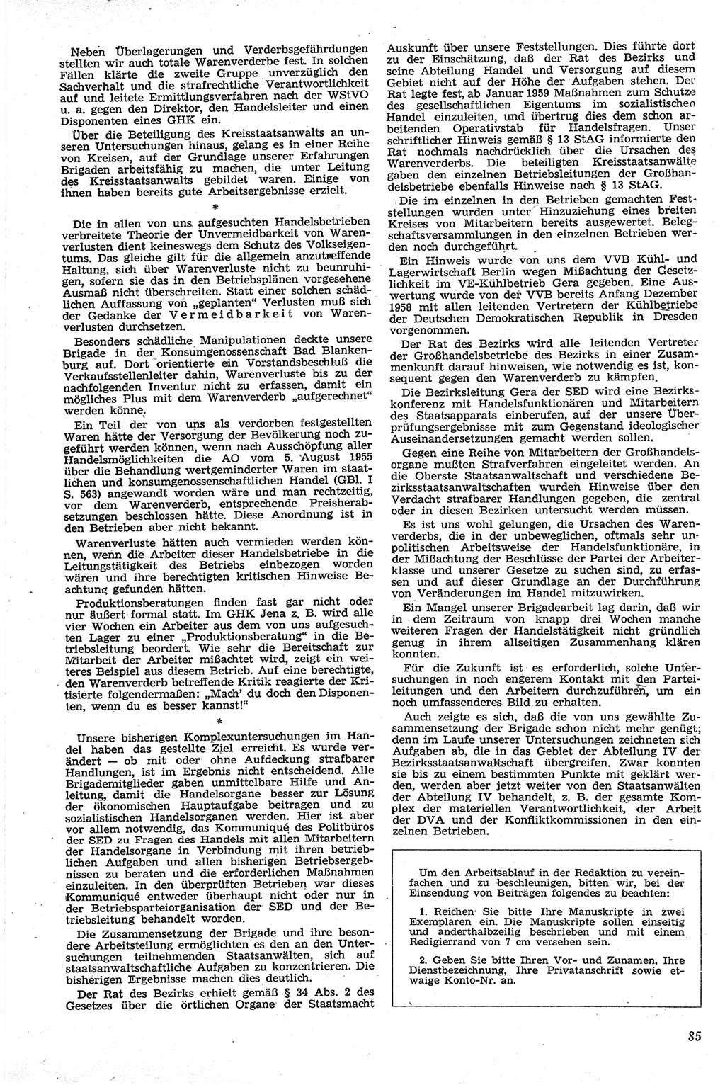 Neue Justiz (NJ), Zeitschrift für Recht und Rechtswissenschaft [Deutsche Demokratische Republik (DDR)], 13. Jahrgang 1959, Seite 85 (NJ DDR 1959, S. 85)