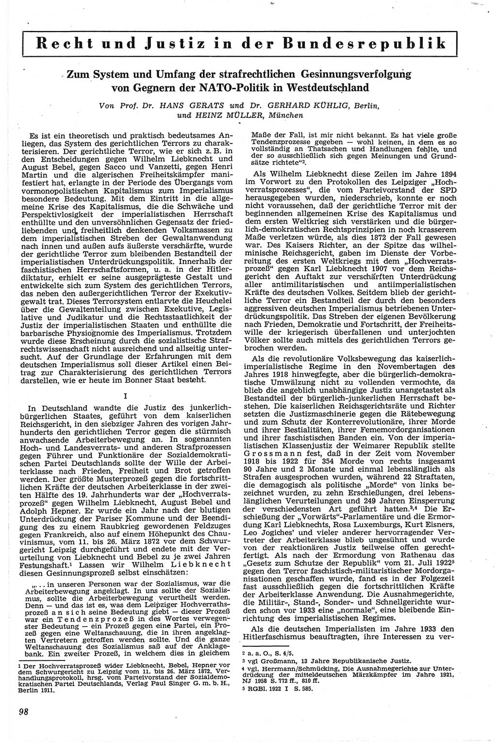 Neue Justiz (NJ), Zeitschrift für Recht und Rechtswissenschaft [Deutsche Demokratische Republik (DDR)], 13. Jahrgang 1959, Seite 98 (NJ DDR 1959, S. 98)