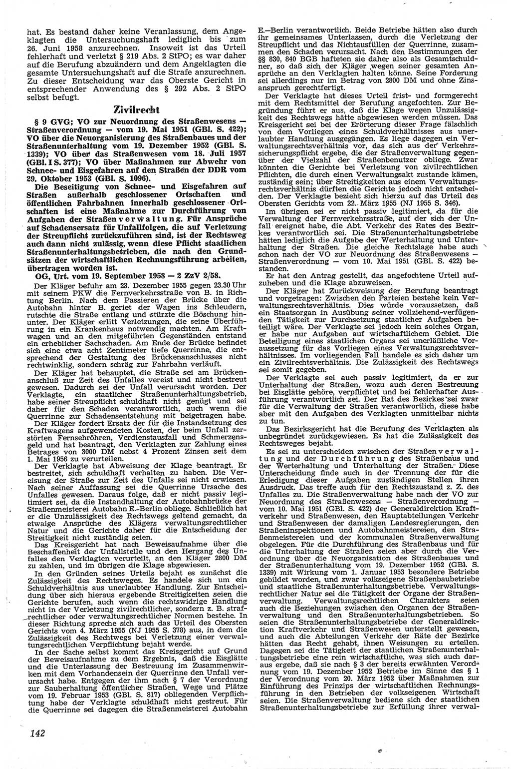 Neue Justiz (NJ), Zeitschrift für Recht und Rechtswissenschaft [Deutsche Demokratische Republik (DDR)], 13. Jahrgang 1959, Seite 142 (NJ DDR 1959, S. 142)