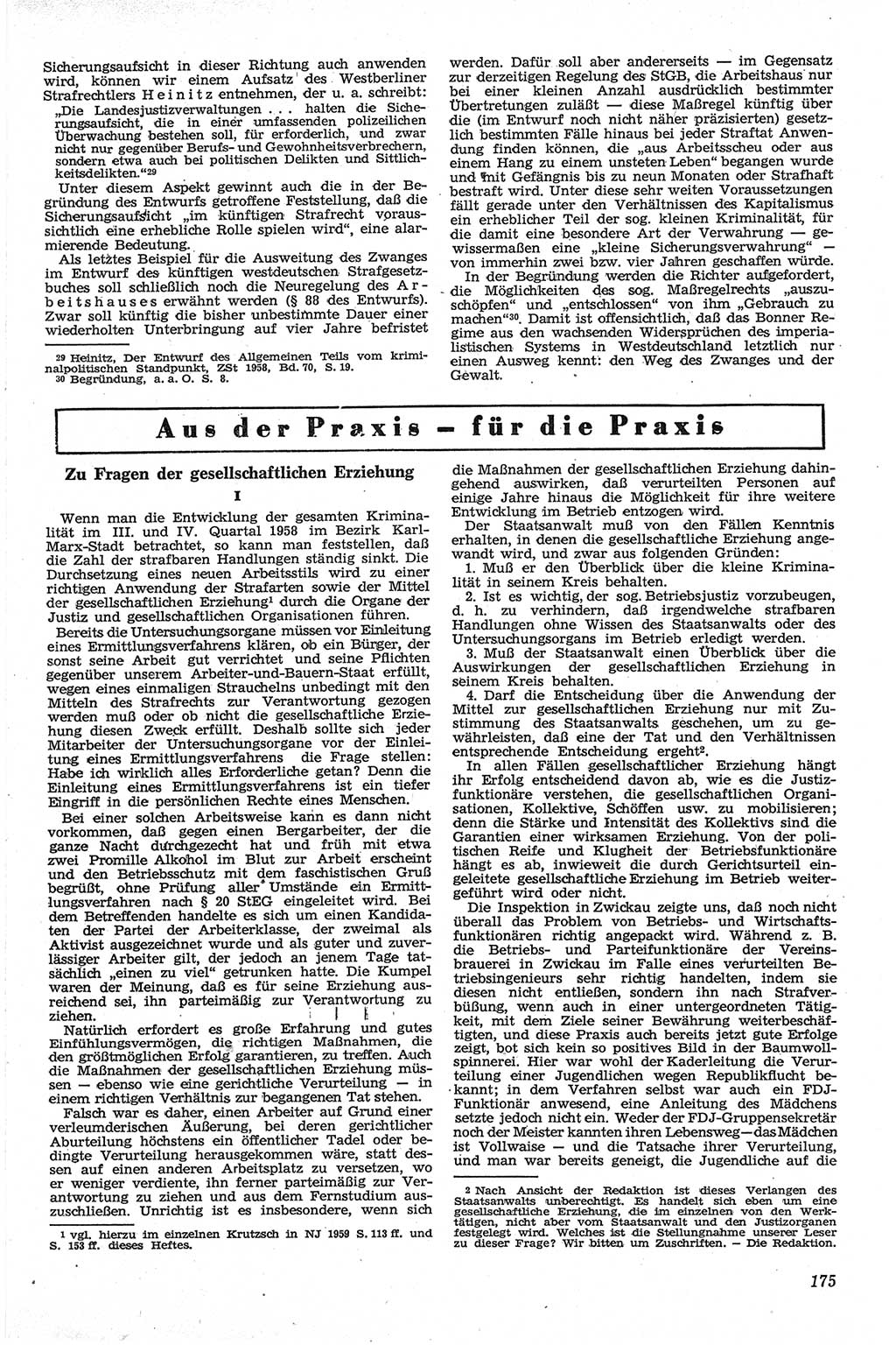 Neue Justiz (NJ), Zeitschrift für Recht und Rechtswissenschaft [Deutsche Demokratische Republik (DDR)], 13. Jahrgang 1959, Seite 175 (NJ DDR 1959, S. 175)