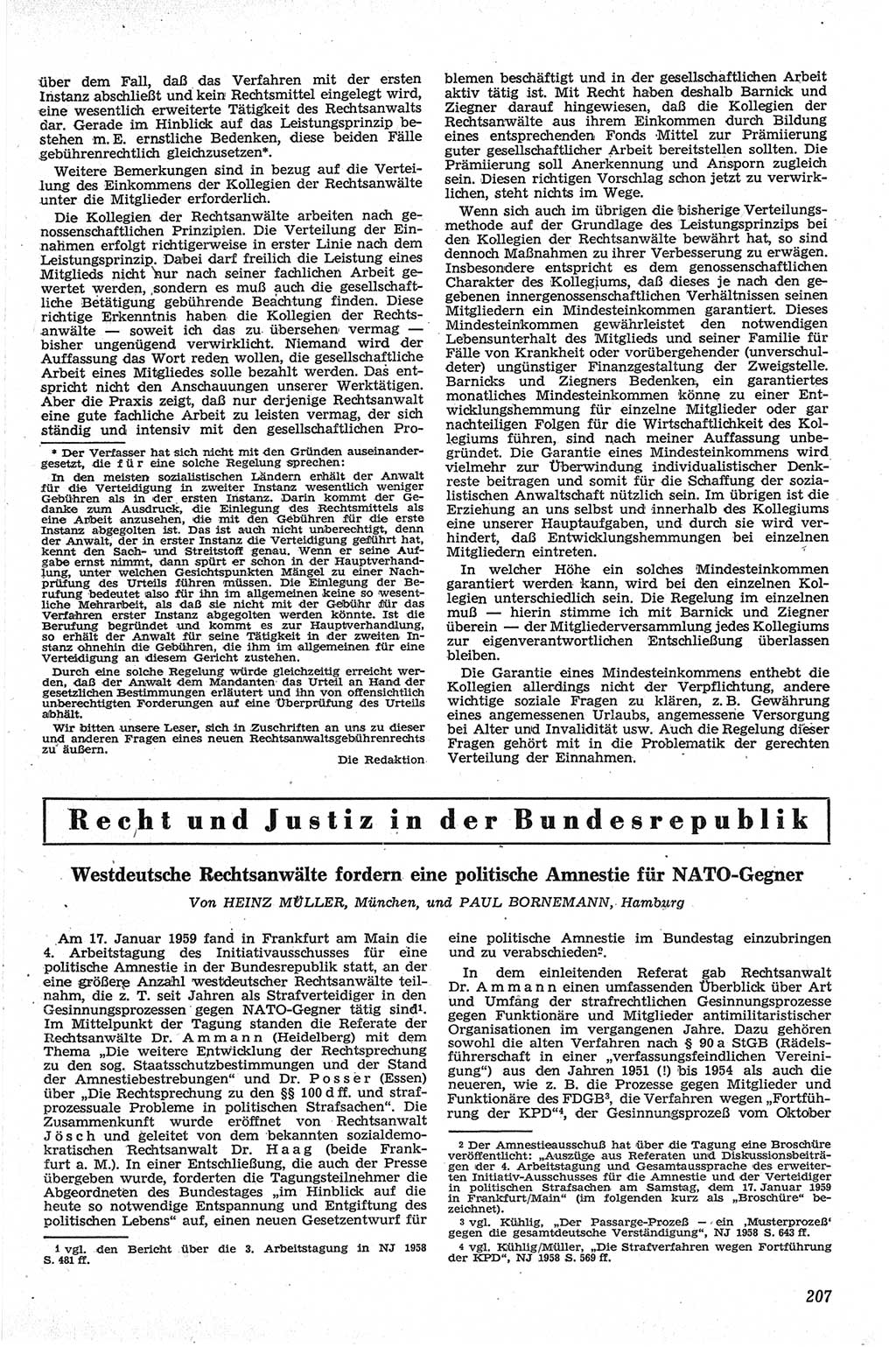 Neue Justiz (NJ), Zeitschrift für Recht und Rechtswissenschaft [Deutsche Demokratische Republik (DDR)], 13. Jahrgang 1959, Seite 207 (NJ DDR 1959, S. 207)
