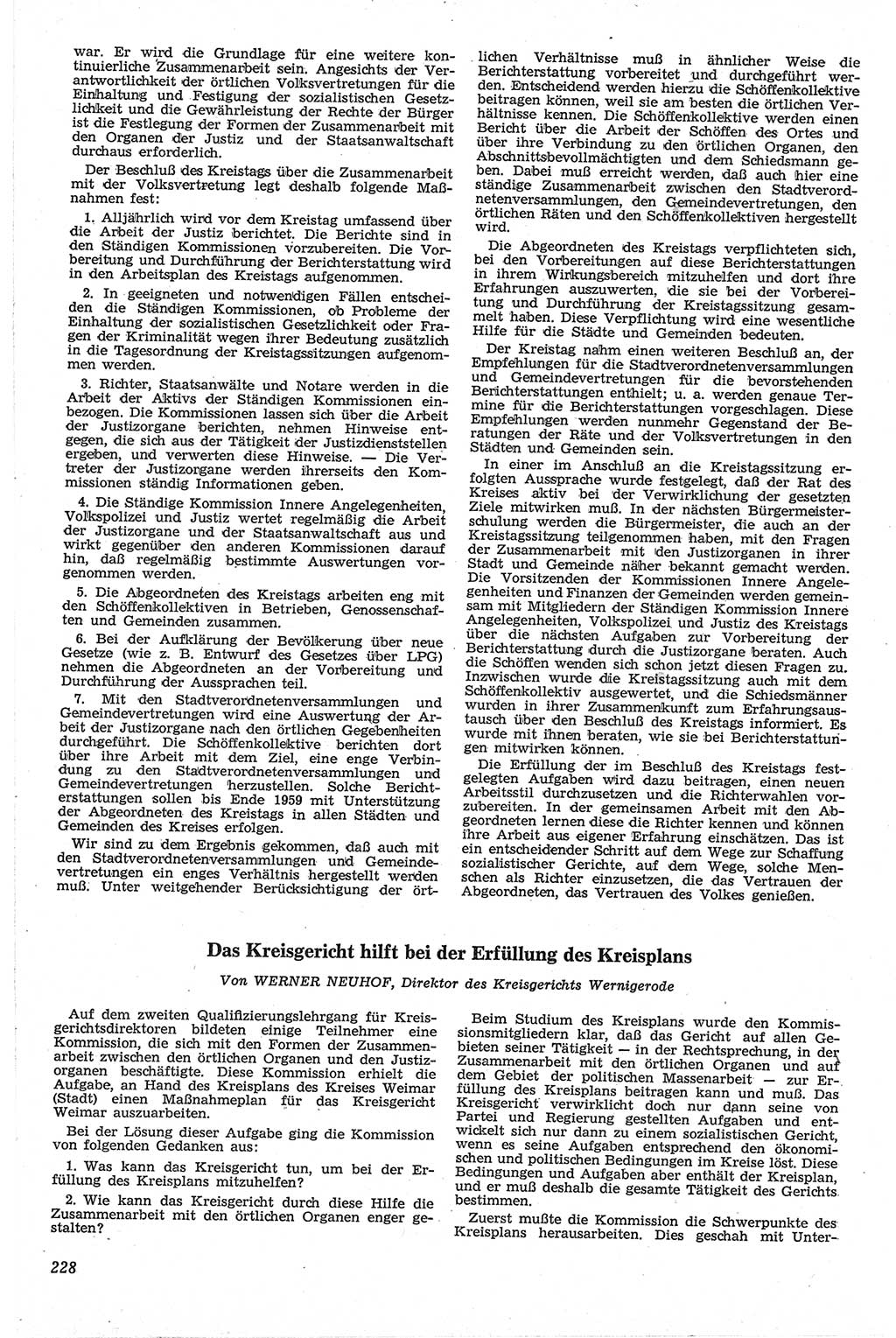 Neue Justiz (NJ), Zeitschrift für Recht und Rechtswissenschaft [Deutsche Demokratische Republik (DDR)], 13. Jahrgang 1959, Seite 228 (NJ DDR 1959, S. 228)