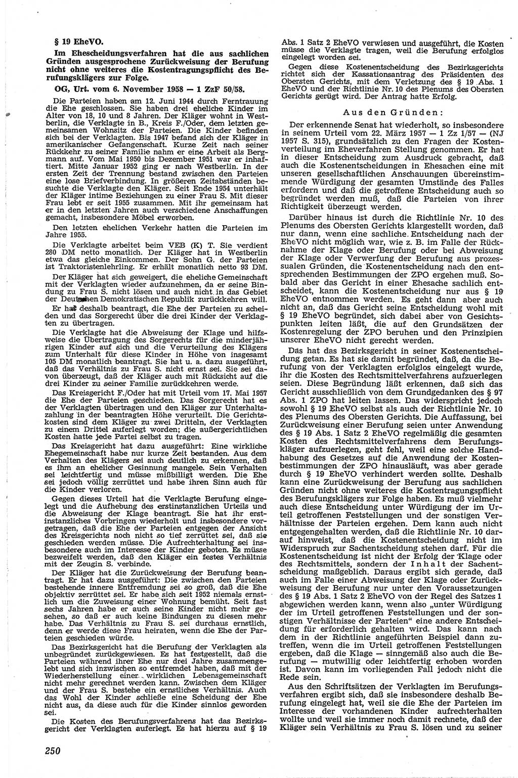 Neue Justiz (NJ), Zeitschrift für Recht und Rechtswissenschaft [Deutsche Demokratische Republik (DDR)], 13. Jahrgang 1959, Seite 250 (NJ DDR 1959, S. 250)