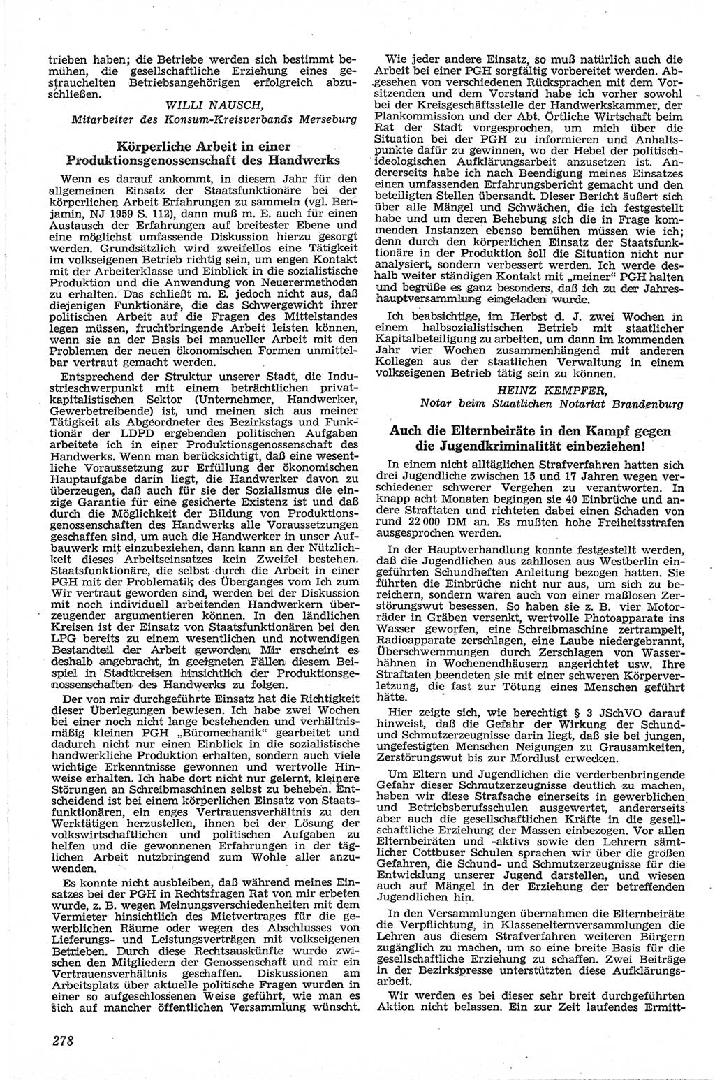 Neue Justiz (NJ), Zeitschrift für Recht und Rechtswissenschaft [Deutsche Demokratische Republik (DDR)], 13. Jahrgang 1959, Seite 278 (NJ DDR 1959, S. 278)