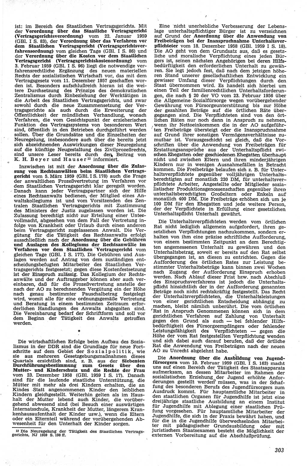 Neue Justiz (NJ), Zeitschrift für Recht und Rechtswissenschaft [Deutsche Demokratische Republik (DDR)], 13. Jahrgang 1959, Seite 303 (NJ DDR 1959, S. 303)