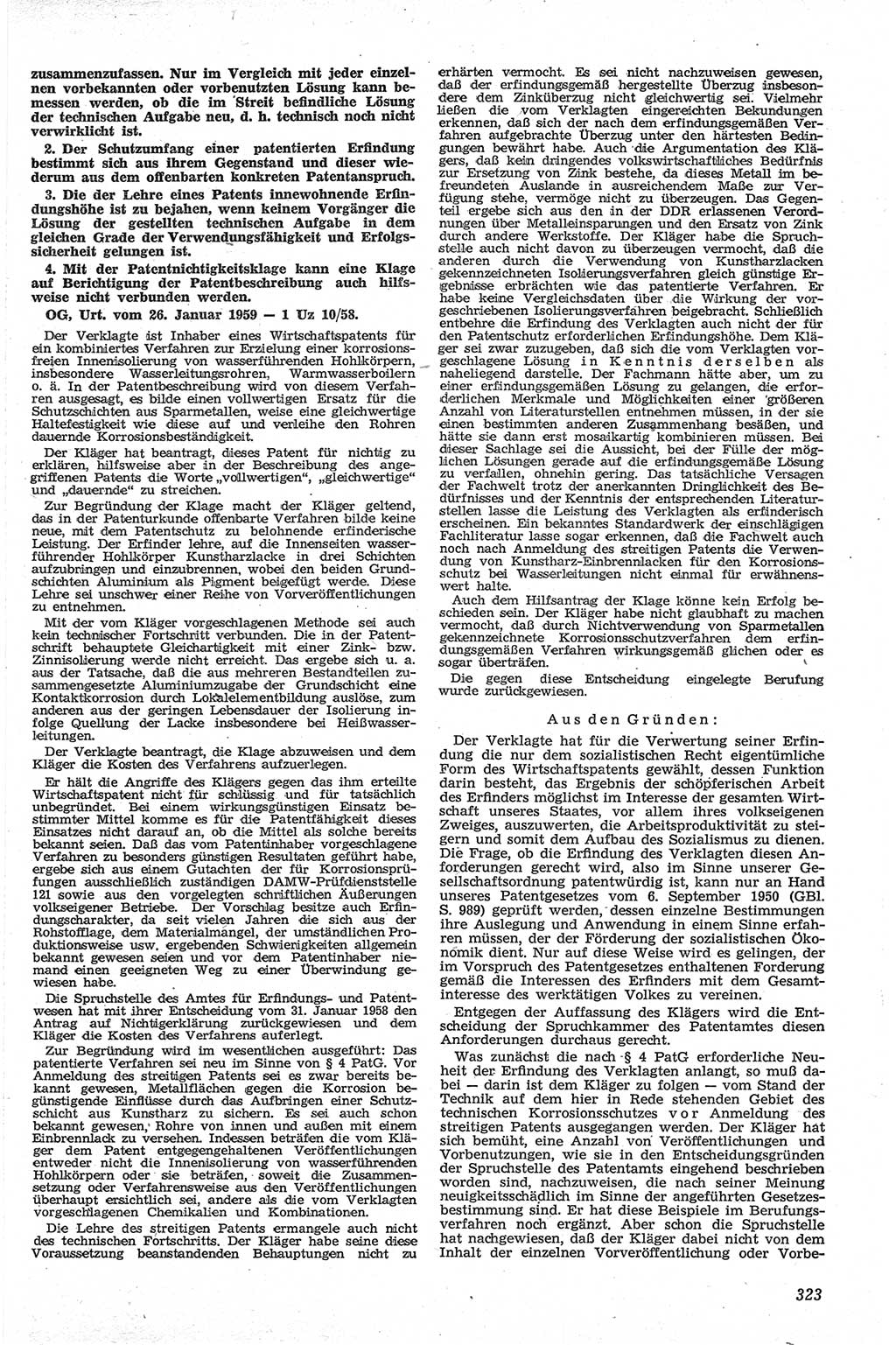 Neue Justiz (NJ), Zeitschrift für Recht und Rechtswissenschaft [Deutsche Demokratische Republik (DDR)], 13. Jahrgang 1959, Seite 323 (NJ DDR 1959, S. 323)