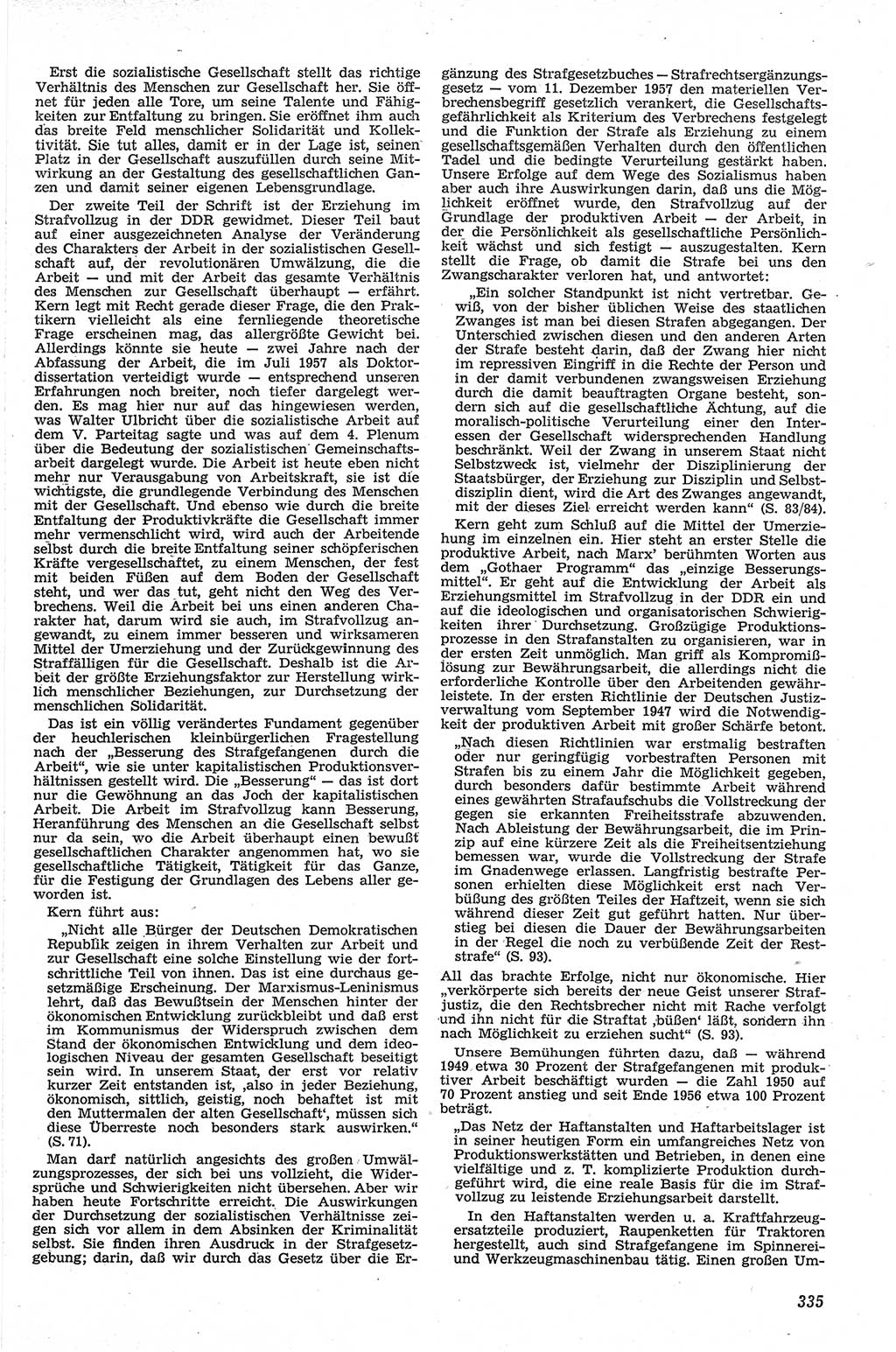 Neue Justiz (NJ), Zeitschrift für Recht und Rechtswissenschaft [Deutsche Demokratische Republik (DDR)], 13. Jahrgang 1959, Seite 335 (NJ DDR 1959, S. 335)
