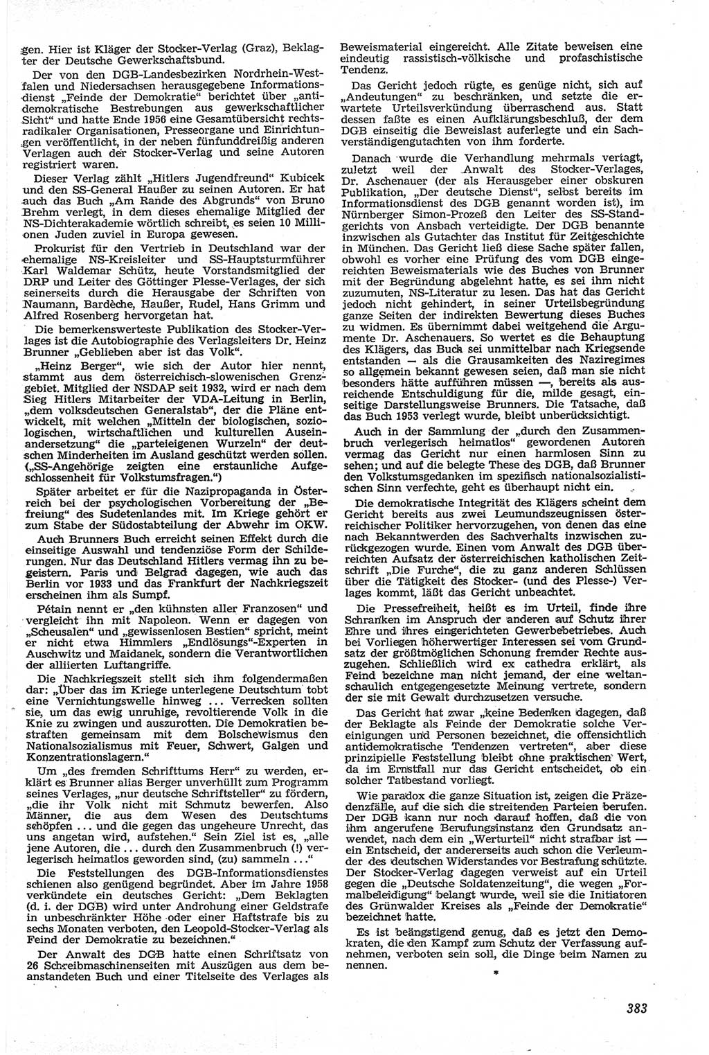 Neue Justiz (NJ), Zeitschrift für Recht und Rechtswissenschaft [Deutsche Demokratische Republik (DDR)], 13. Jahrgang 1959, Seite 383 (NJ DDR 1959, S. 383)