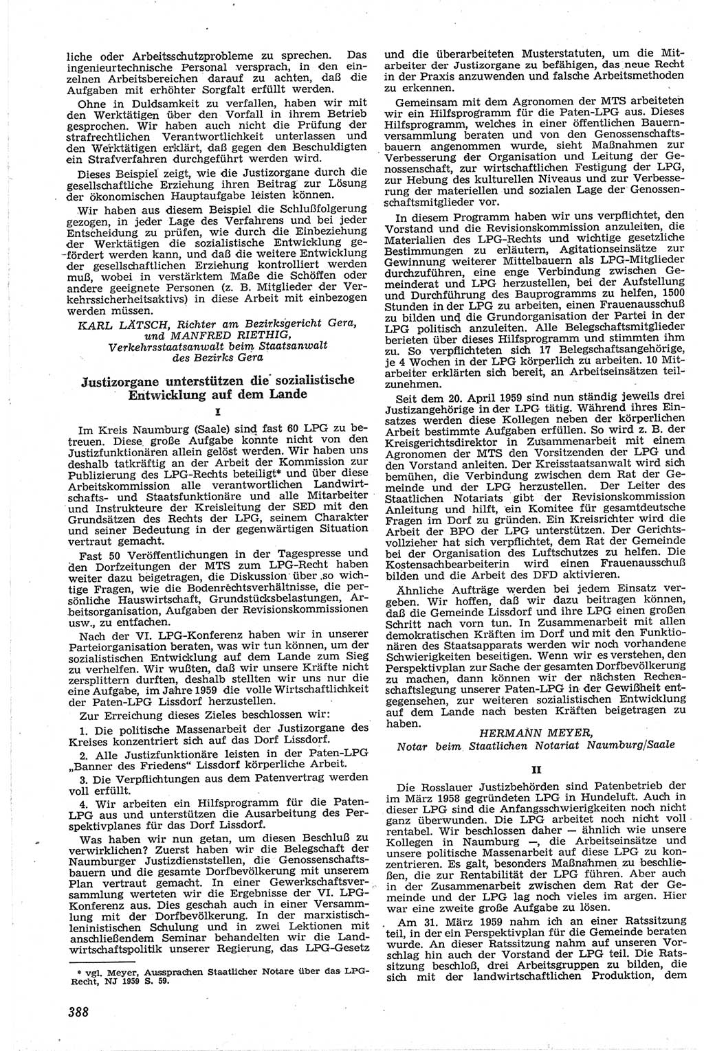 Neue Justiz (NJ), Zeitschrift für Recht und Rechtswissenschaft [Deutsche Demokratische Republik (DDR)], 13. Jahrgang 1959, Seite 388 (NJ DDR 1959, S. 388)