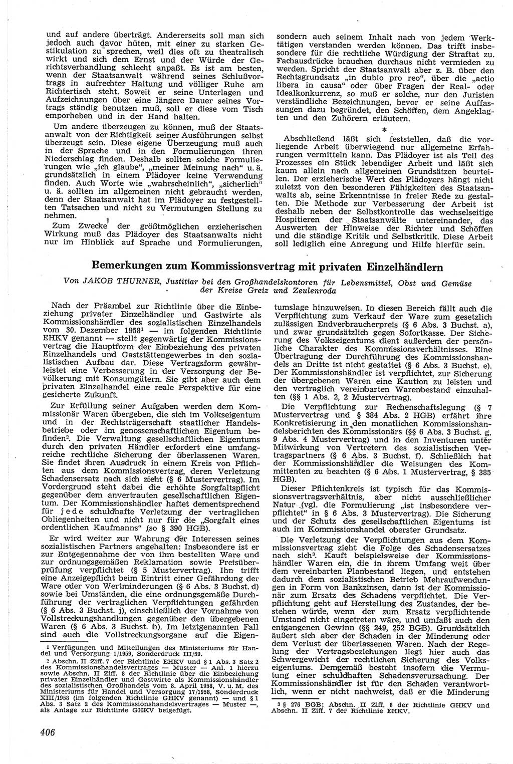 Neue Justiz (NJ), Zeitschrift für Recht und Rechtswissenschaft [Deutsche Demokratische Republik (DDR)], 13. Jahrgang 1959, Seite 406 (NJ DDR 1959, S. 406)